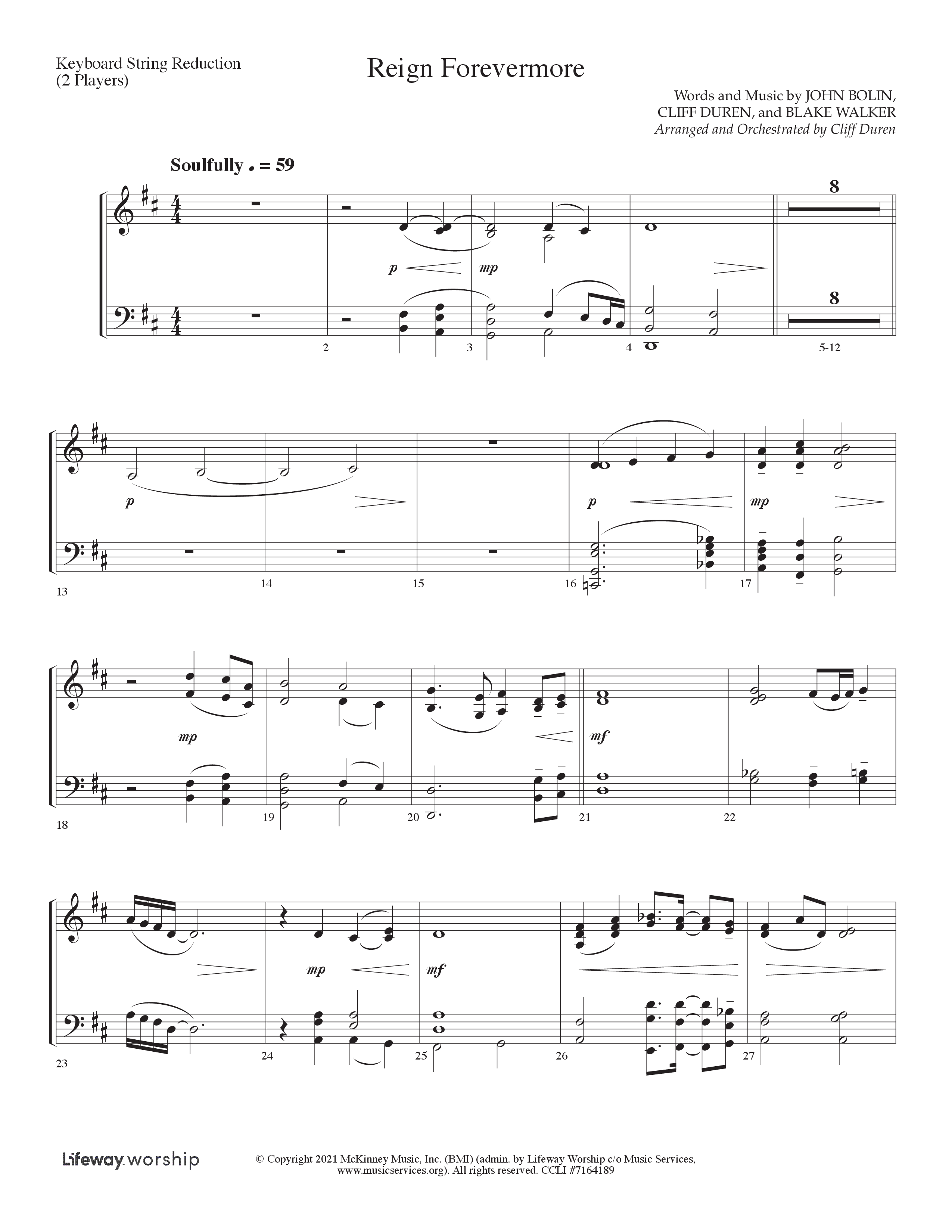 Reign Forevermore (Choral Anthem SATB) String Reduction (Lifeway Choral / Arr. Cliff Duren)
