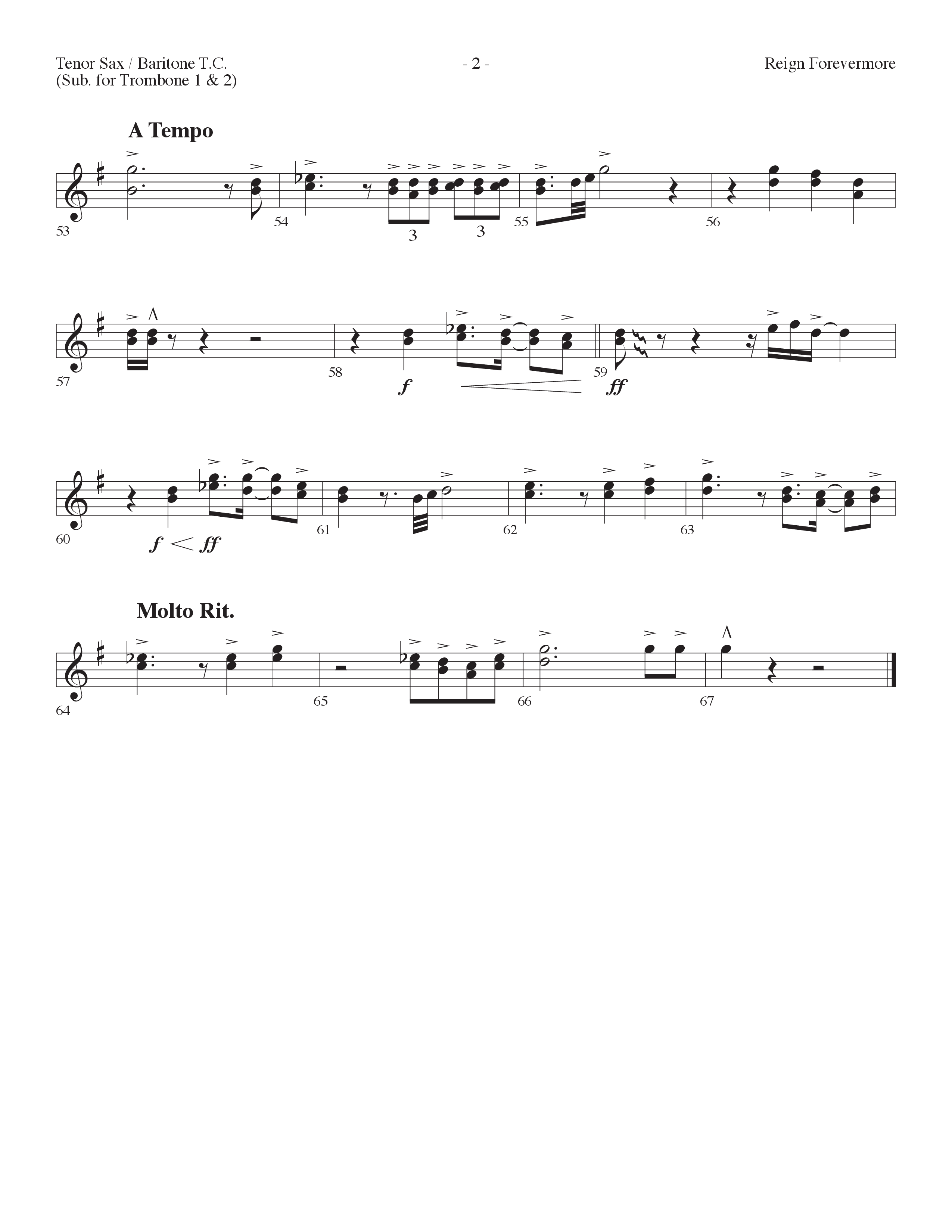Reign Forevermore (Choral Anthem SATB) Tenor Sax/Baritone T.C. (Lifeway Choral / Arr. Cliff Duren)