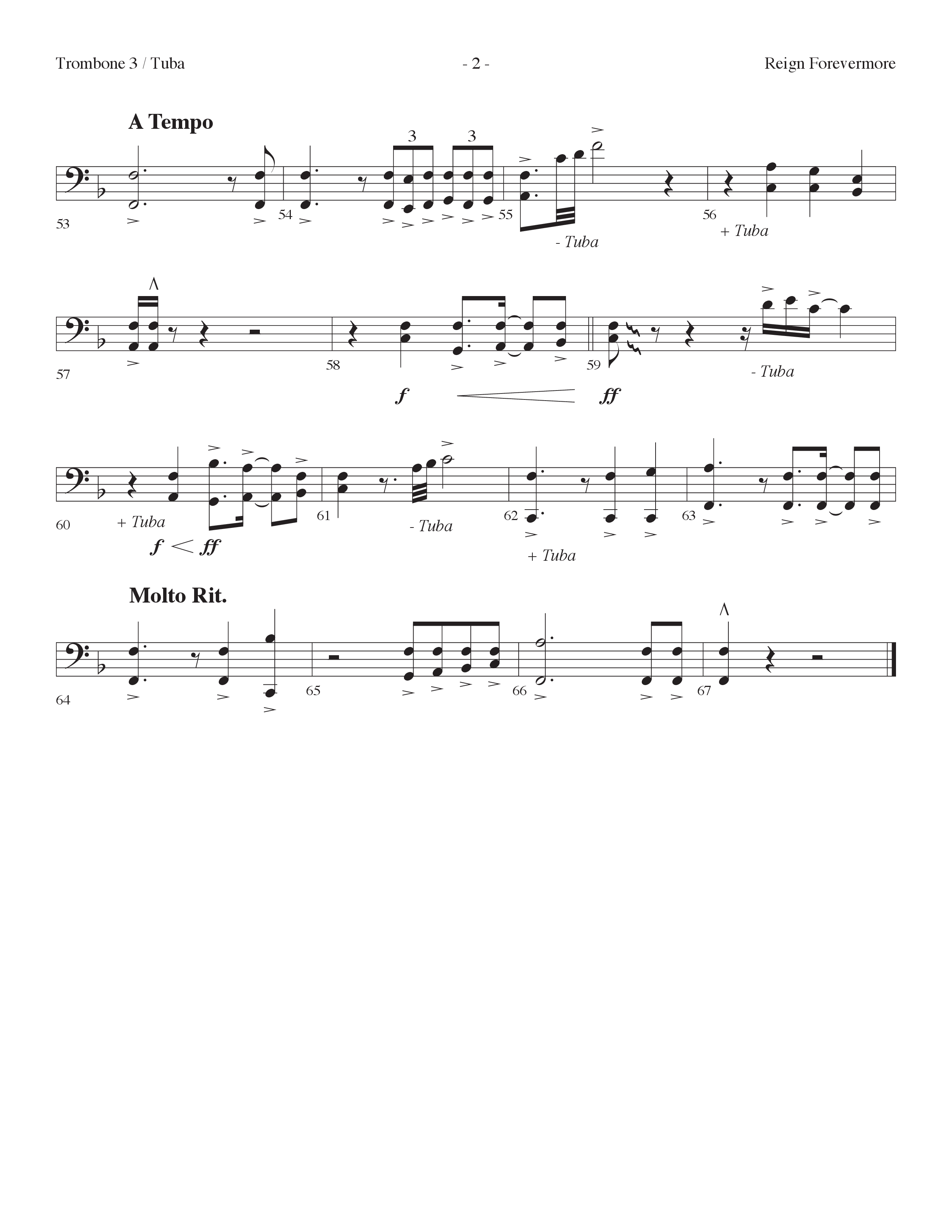 Reign Forevermore (Choral Anthem SATB) Trombone 3/Tuba (Lifeway Choral / Arr. Cliff Duren)