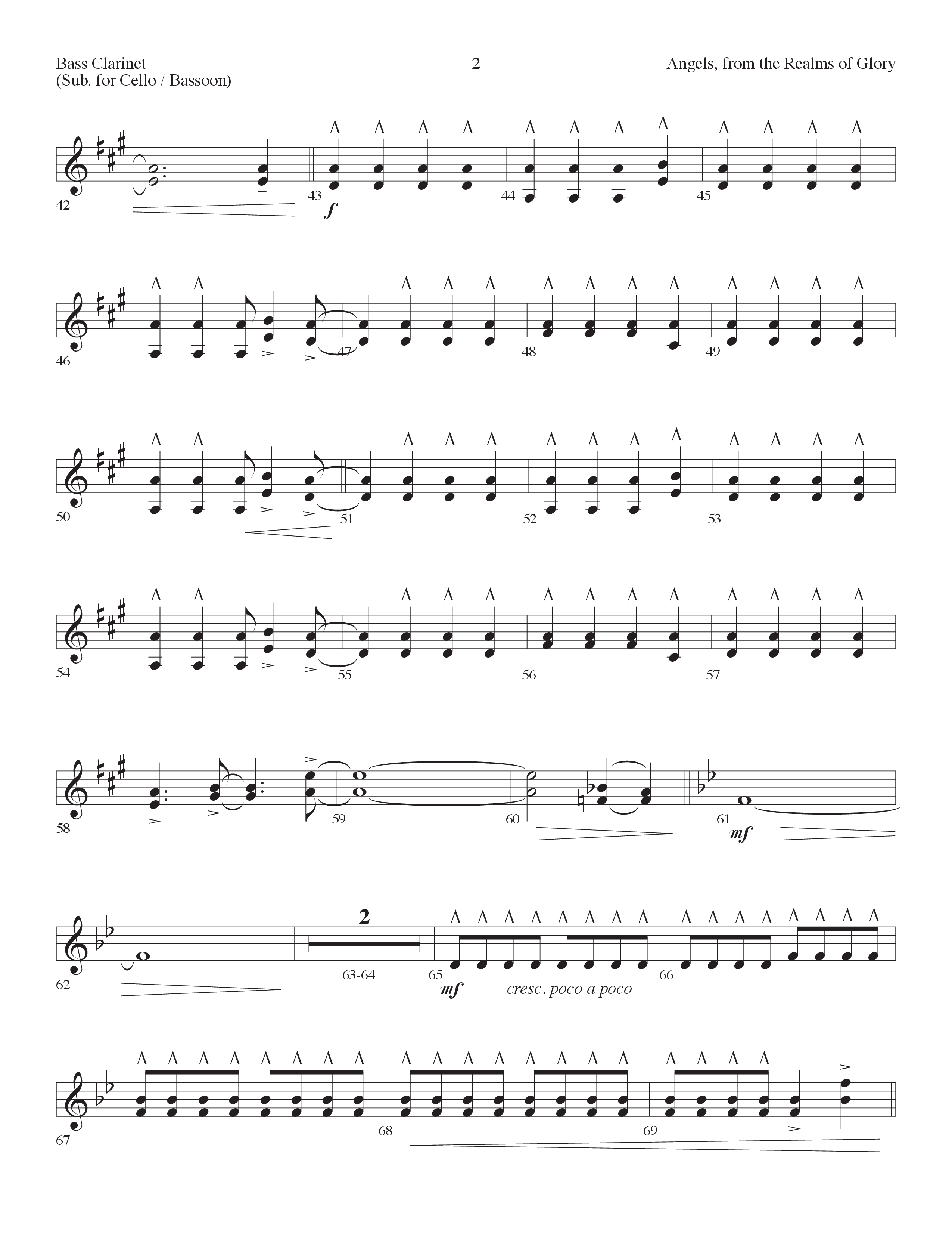 Angels From the Realms of Glory (And He Shall Reign) (Choral Anthem SATB) Bass Clarinet (Lifeway Choral / Arr. Cliff Duren)