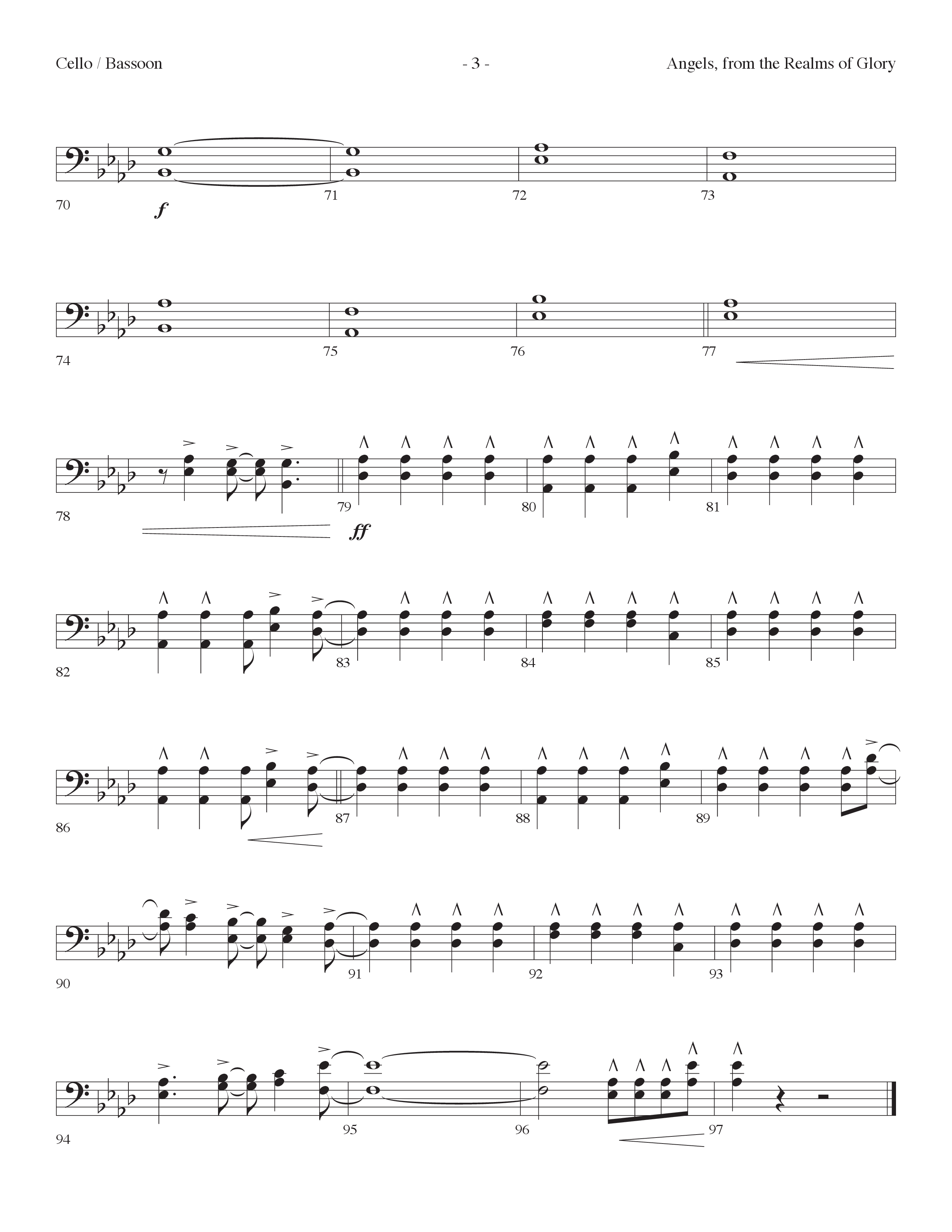 Angels From the Realms of Glory (And He Shall Reign) (Choral Anthem SATB) Cello (Lifeway Choral / Arr. Cliff Duren)