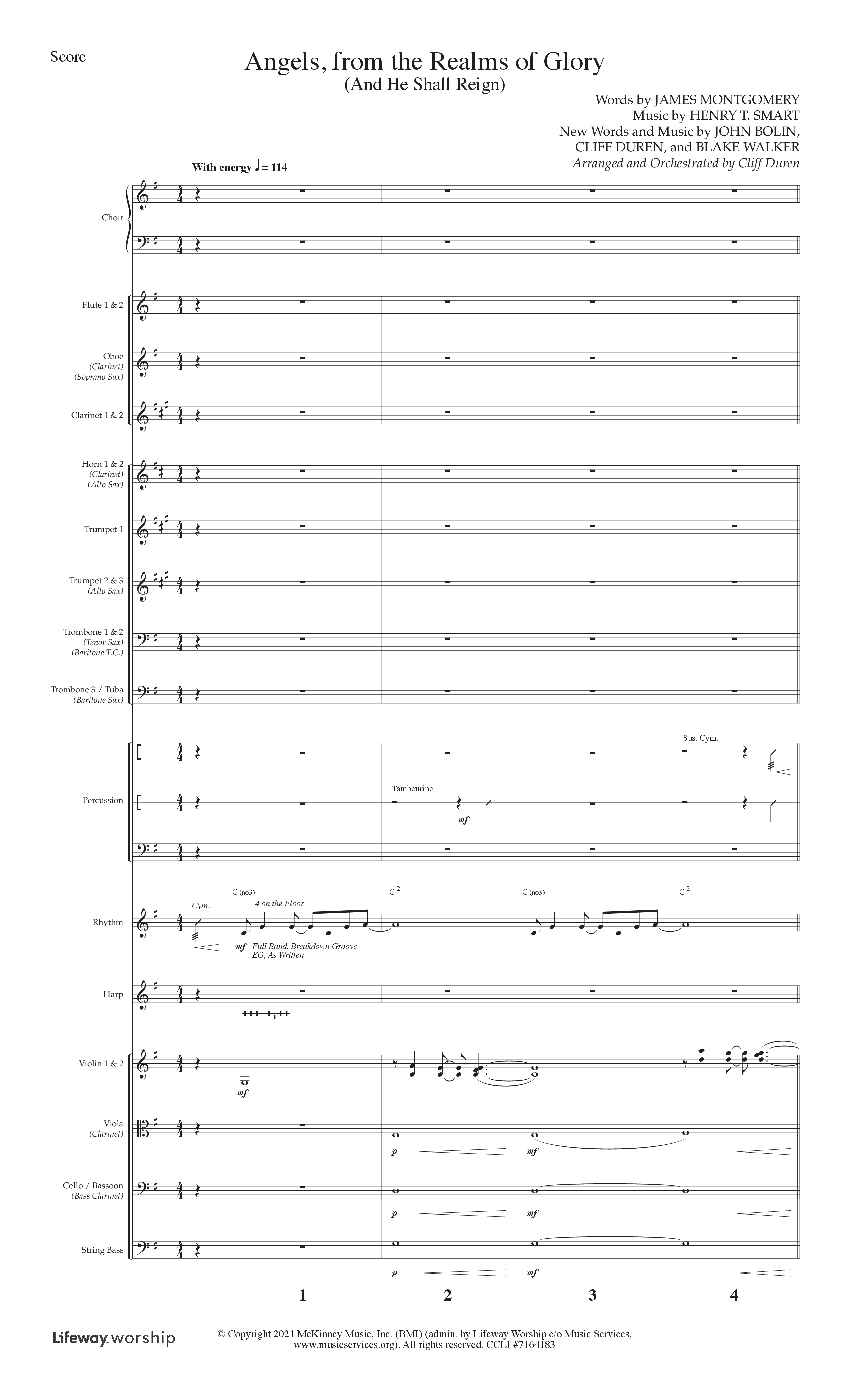 Angels From the Realms of Glory (And He Shall Reign) (Choral Anthem SATB) Conductor's Score (Lifeway Choral / Arr. Cliff Duren)