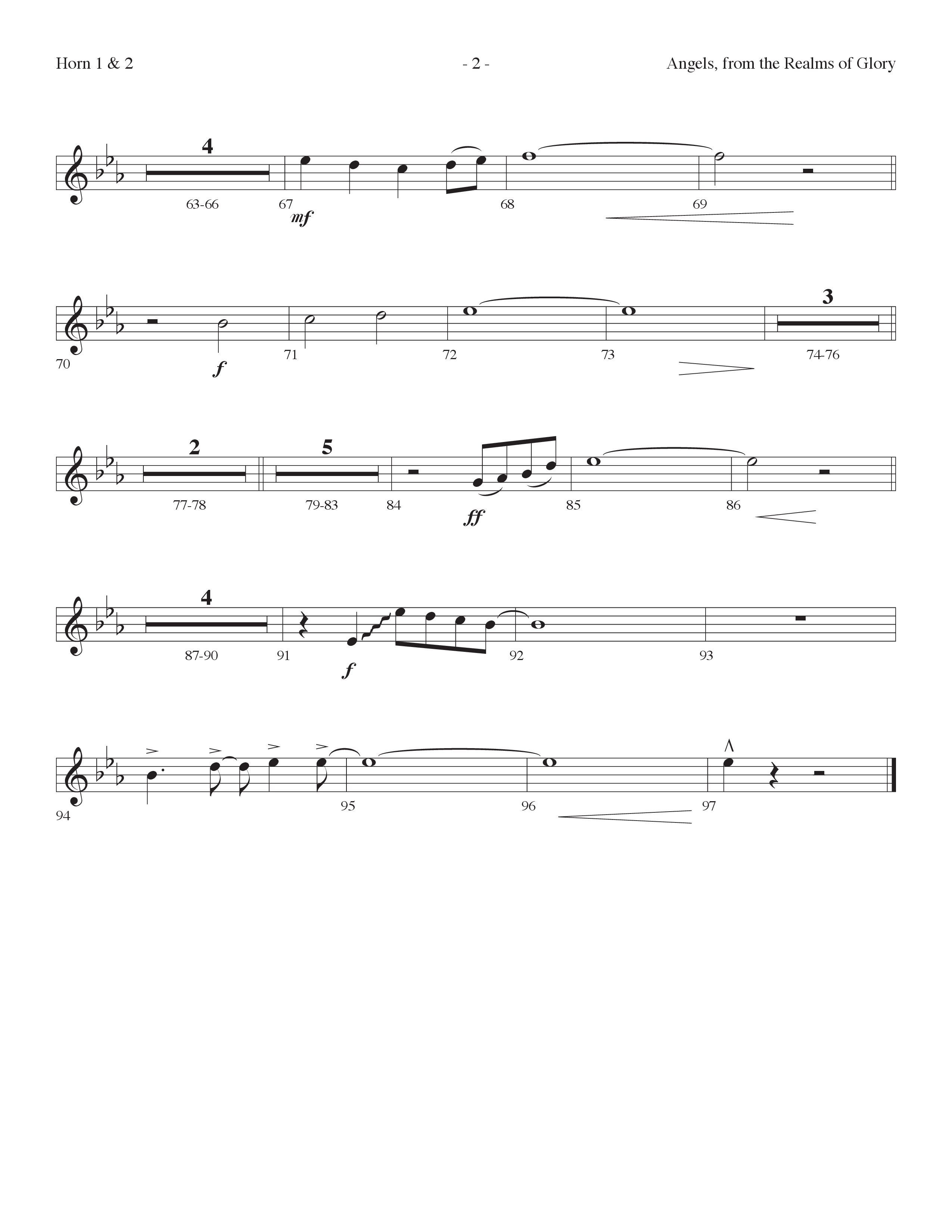 Angels From the Realms of Glory (And He Shall Reign) (Choral Anthem SATB) French Horn 1/2 (Lifeway Choral / Arr. Cliff Duren)