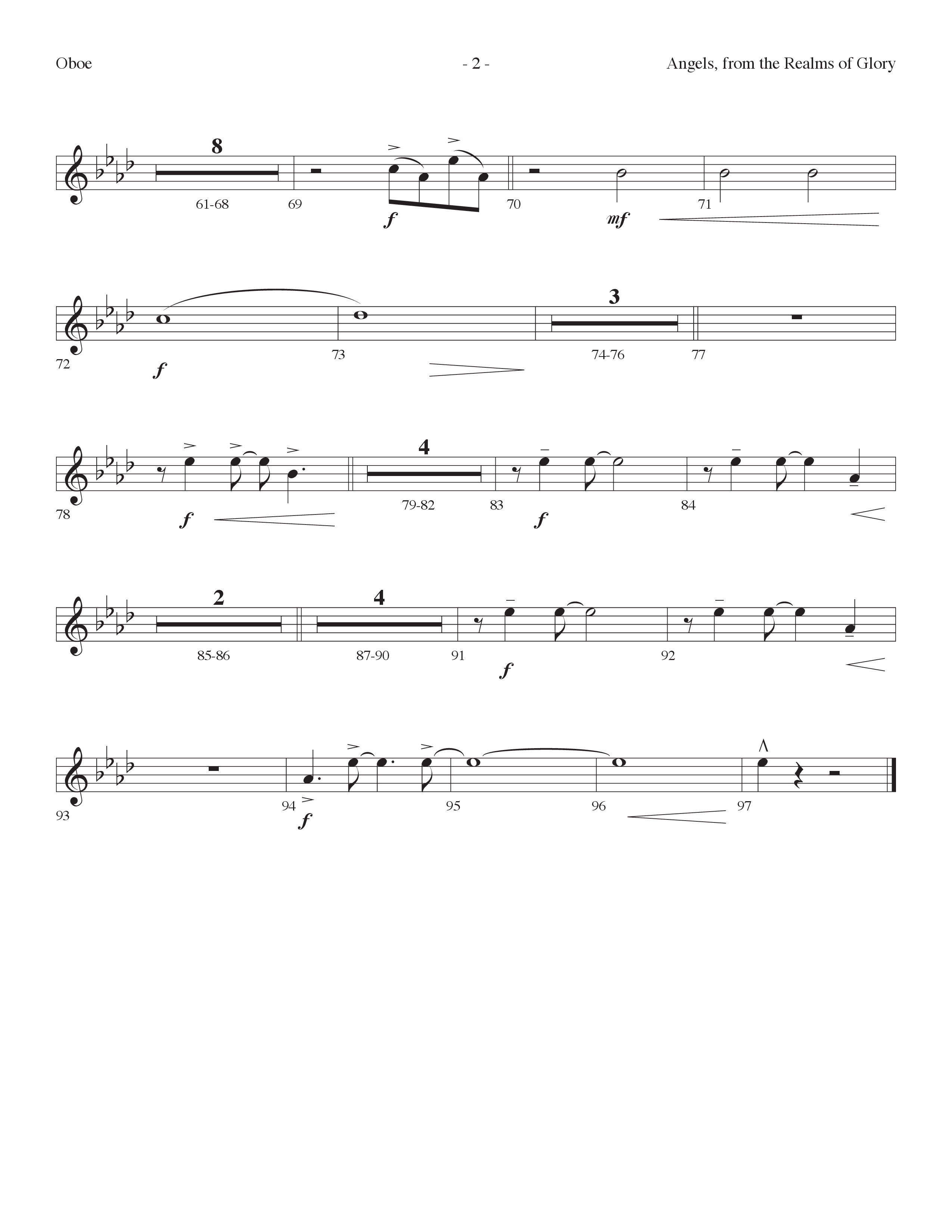 Angels From the Realms of Glory (And He Shall Reign) (Choral Anthem SATB) Oboe (Lifeway Choral / Arr. Cliff Duren)