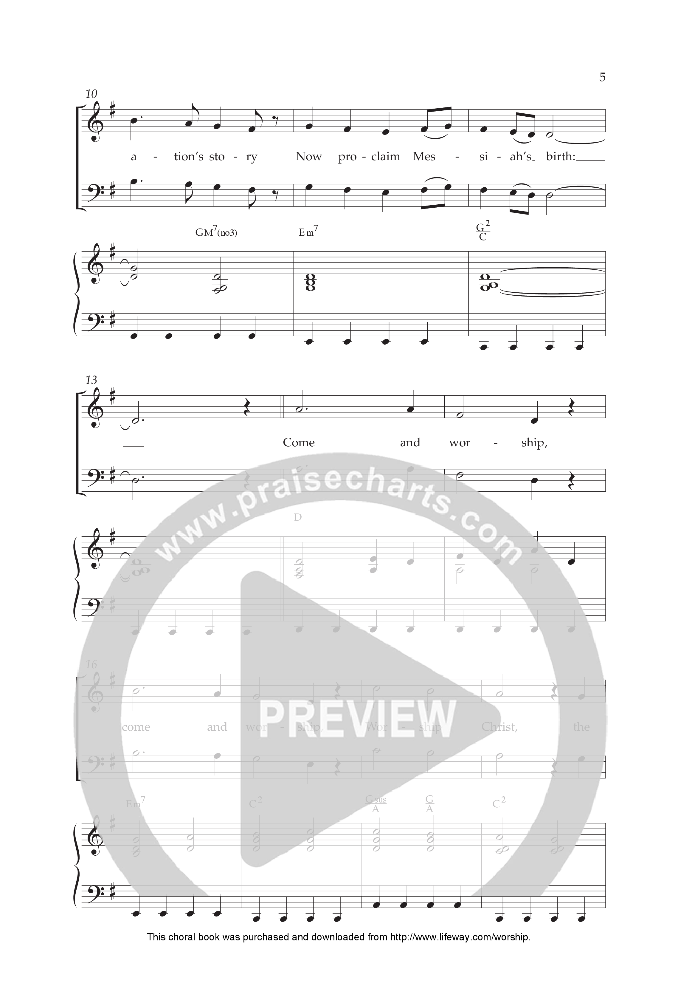 Angels From the Realms of Glory (And He Shall Reign) (Choral Anthem SATB) Anthem (SATB/Piano) (Lifeway Choral / Arr. Cliff Duren)