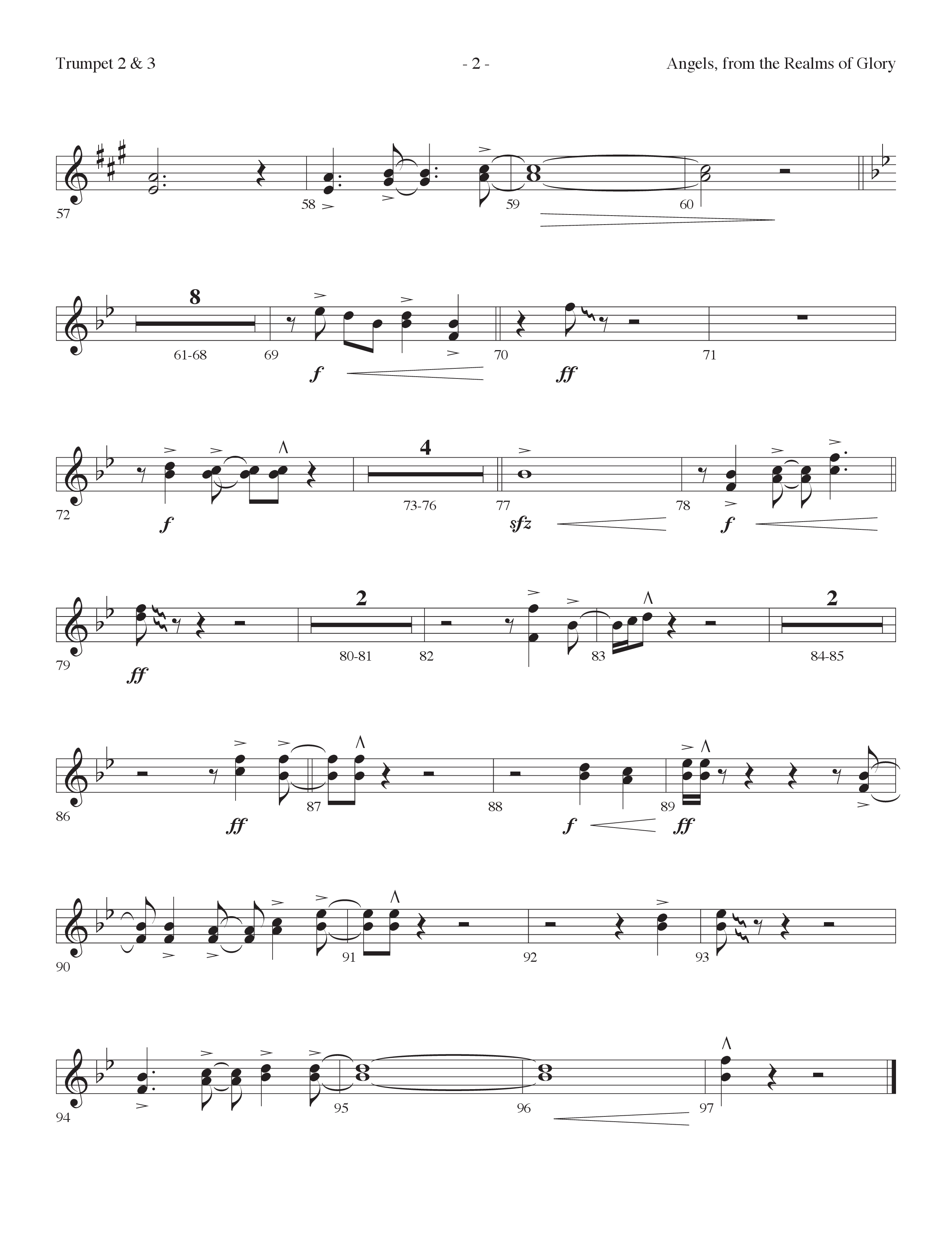 Angels From the Realms of Glory (And He Shall Reign) (Choral Anthem SATB) Trumpet 2/3 (Lifeway Choral / Arr. Cliff Duren)