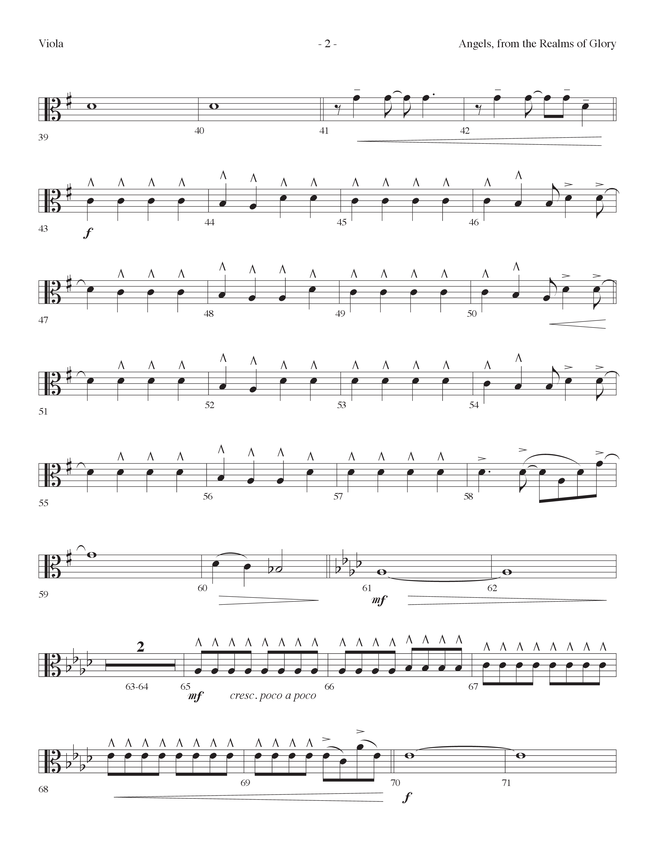 Angels From the Realms of Glory (And He Shall Reign) (Choral Anthem SATB) Viola (Lifeway Choral / Arr. Cliff Duren)