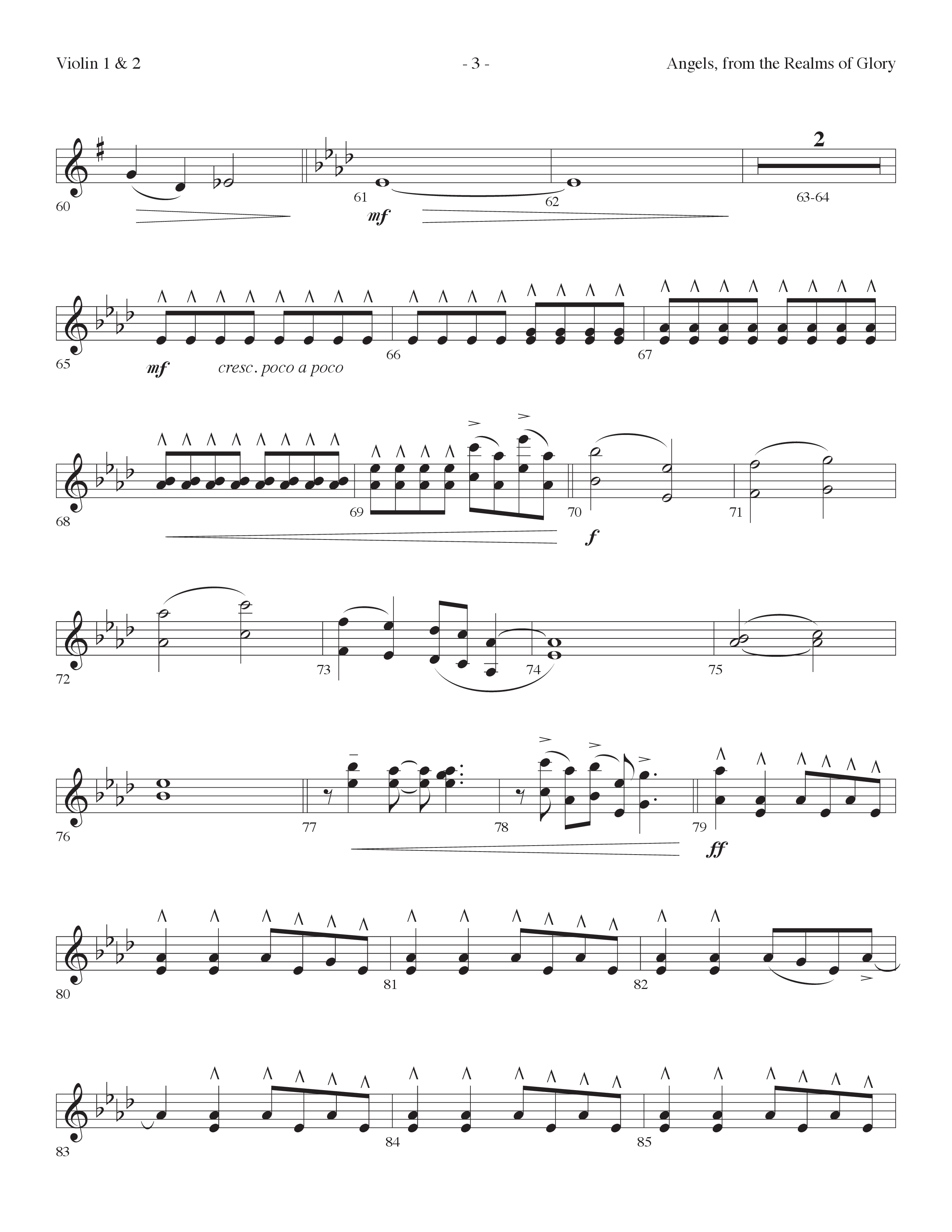 Angels From the Realms of Glory (And He Shall Reign) (Choral Anthem SATB) Violin 1/2 (Lifeway Choral / Arr. Cliff Duren)