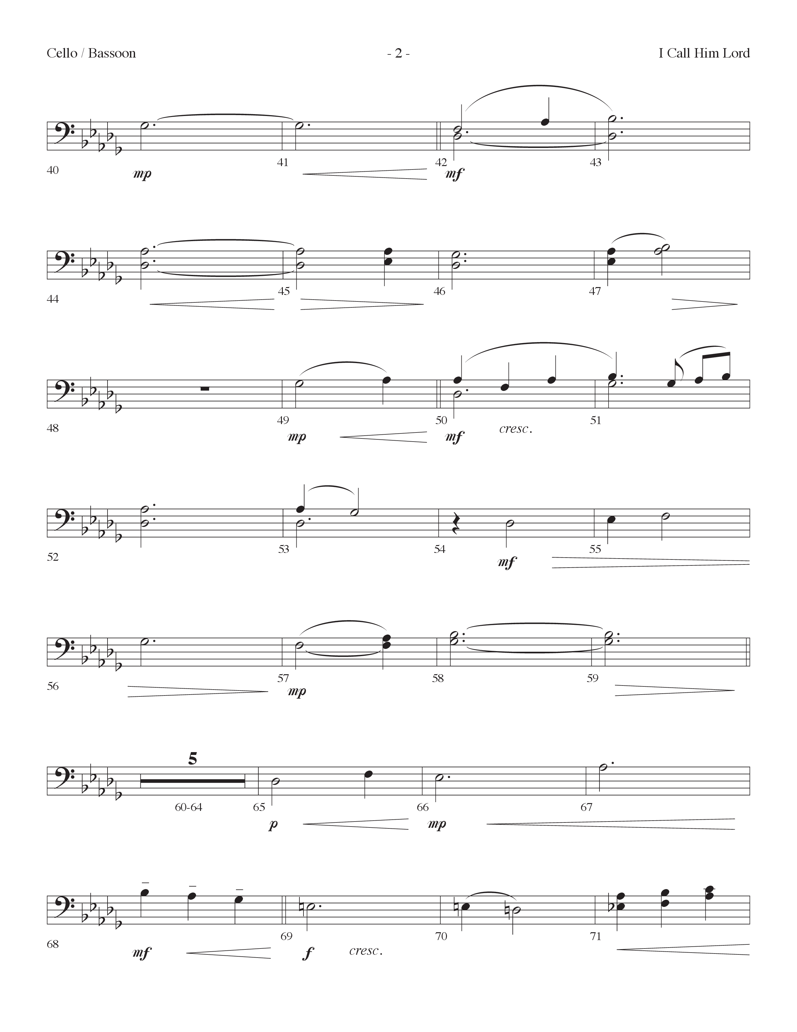 I Call Him Lord (Choral Anthem SATB) Cello (Lifeway Choral / Arr. Cliff Duren)