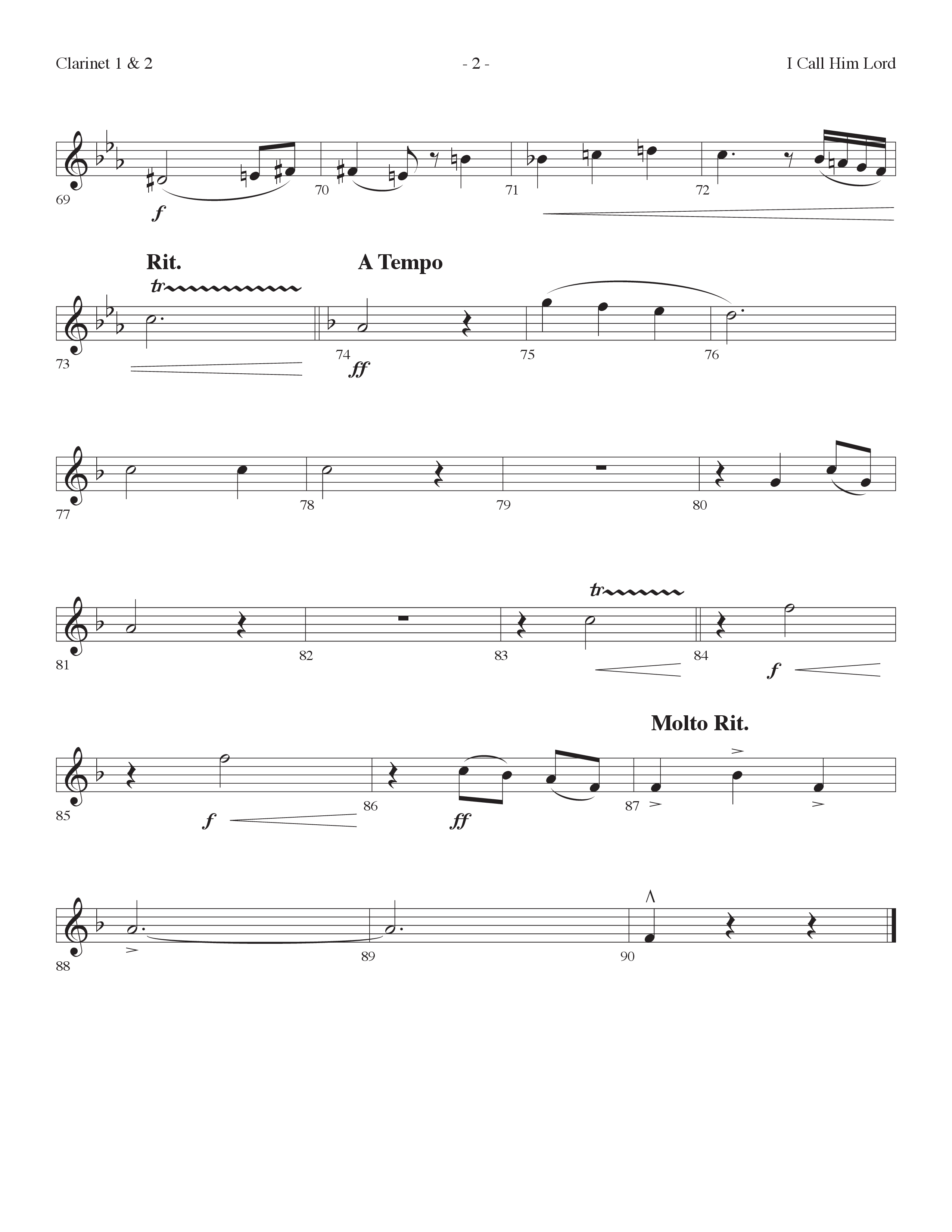 I Call Him Lord (Choral Anthem SATB) Clarinet 1/2 (Lifeway Choral / Arr. Cliff Duren)
