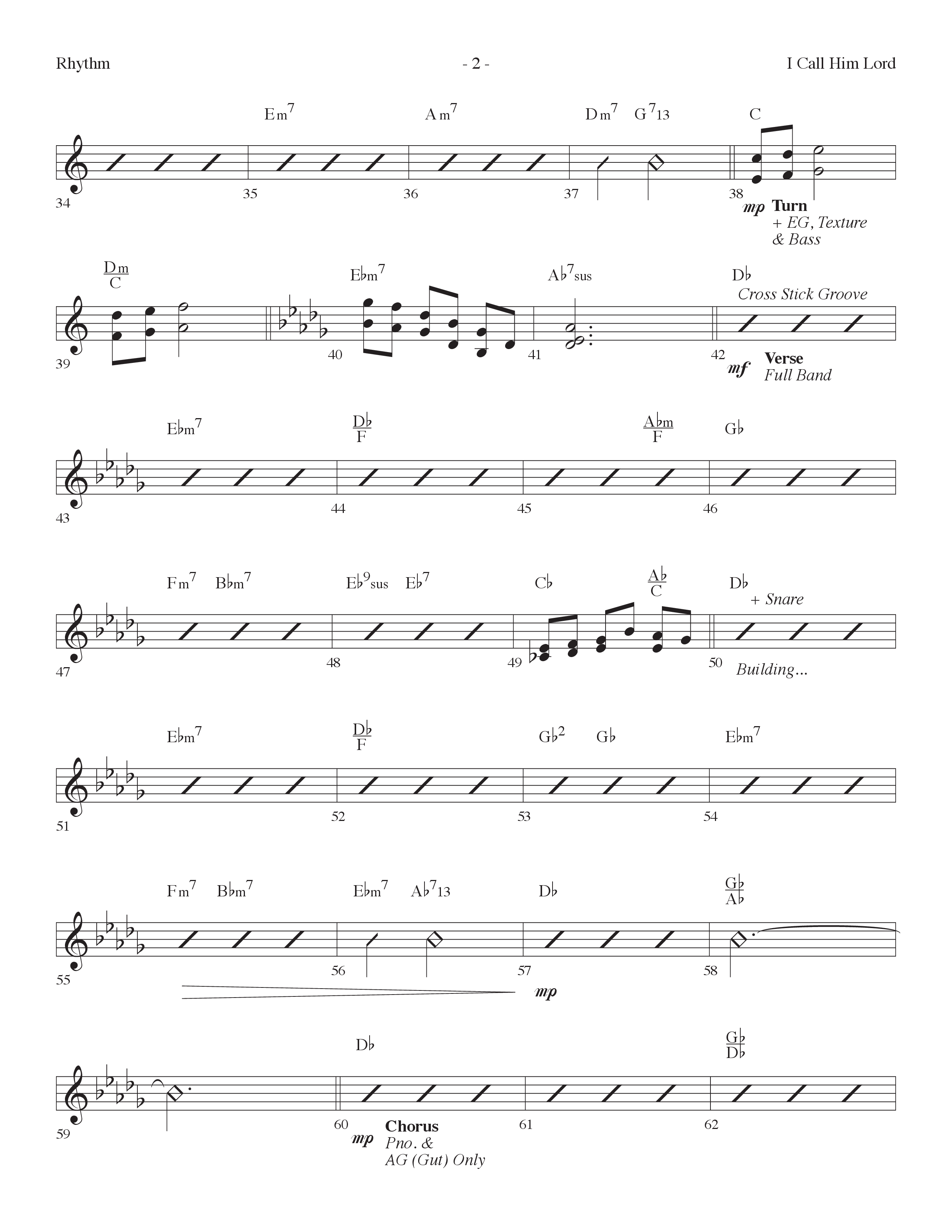 I Call Him Lord (Choral Anthem SATB) Rhythm Chart (Lifeway Choral / Arr. Cliff Duren)