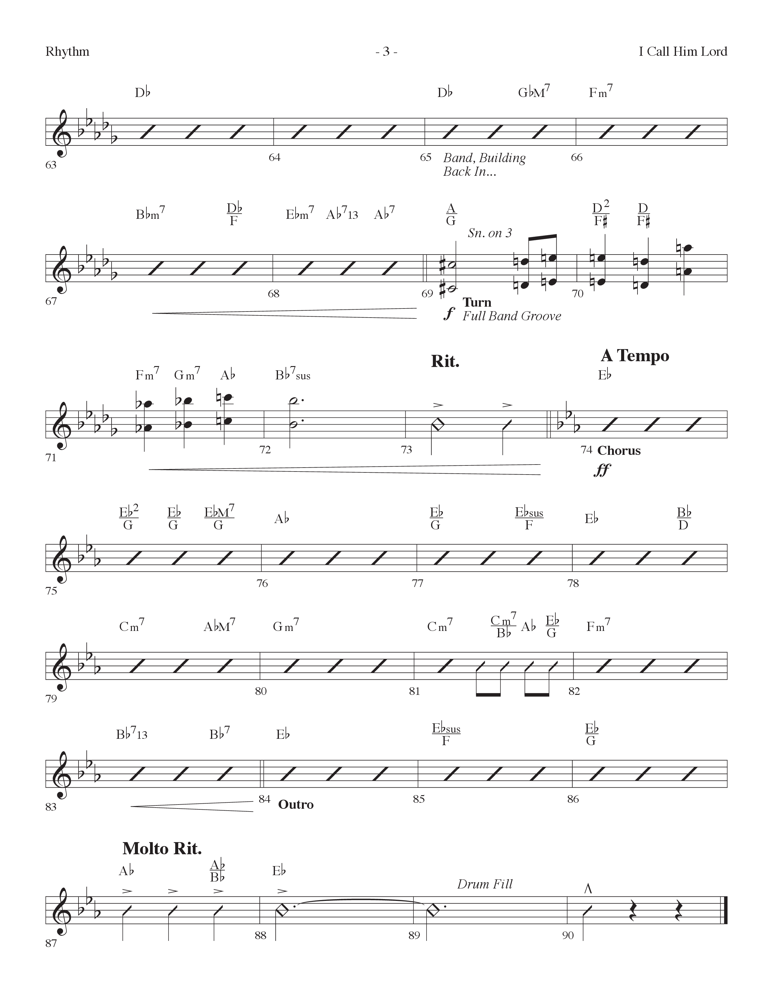 I Call Him Lord (Choral Anthem SATB) Rhythm Chart (Lifeway Choral / Arr. Cliff Duren)
