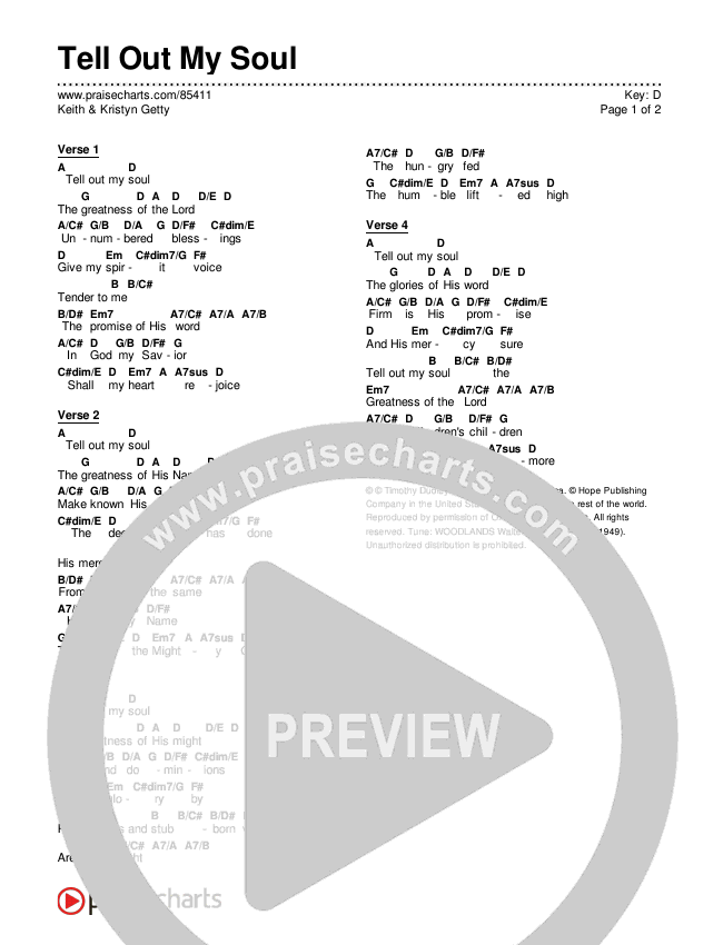 Tell Out My Soul Chords & Lyrics (Keith & Kristyn Getty)