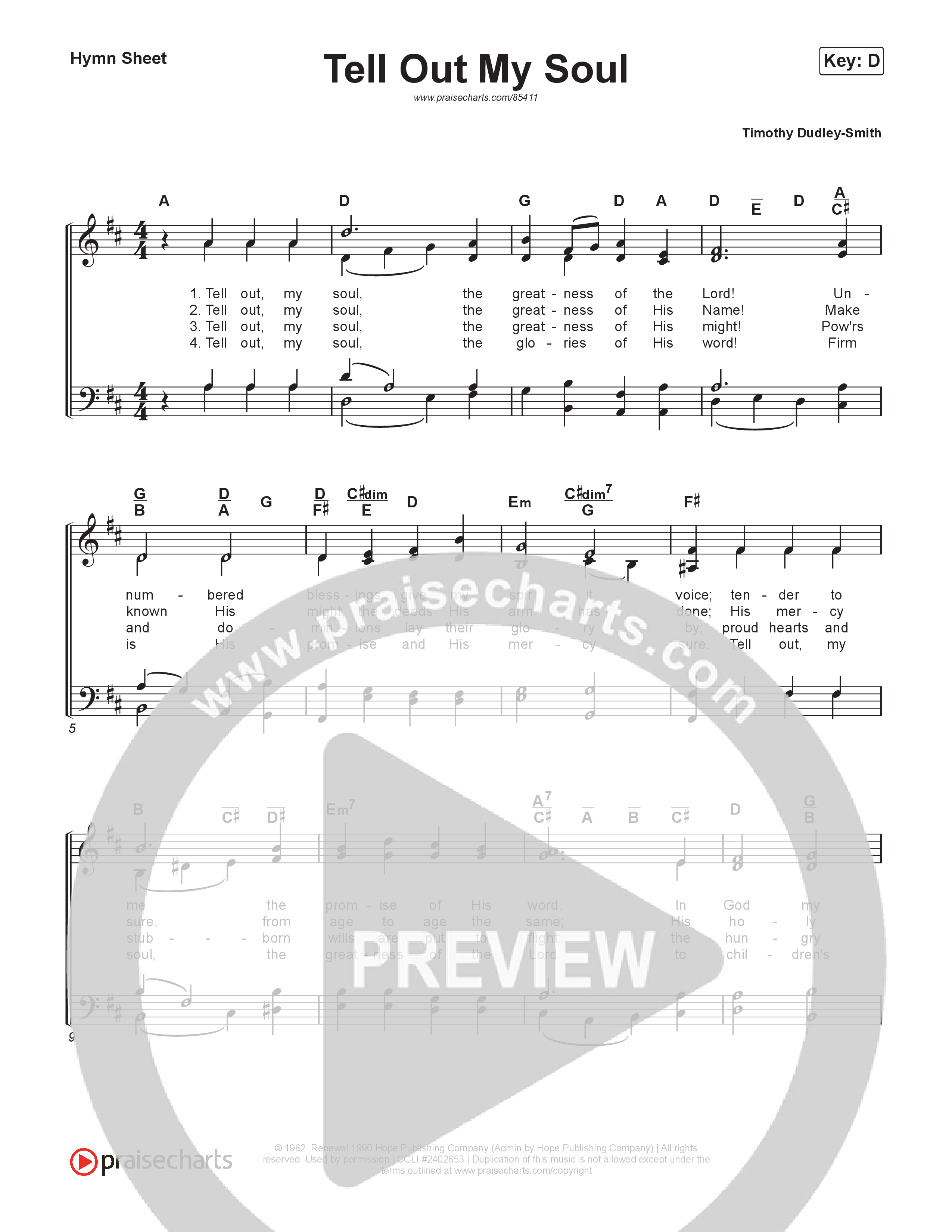 Tell Out My Soul Hymn Sheet (Keith & Kristyn Getty)