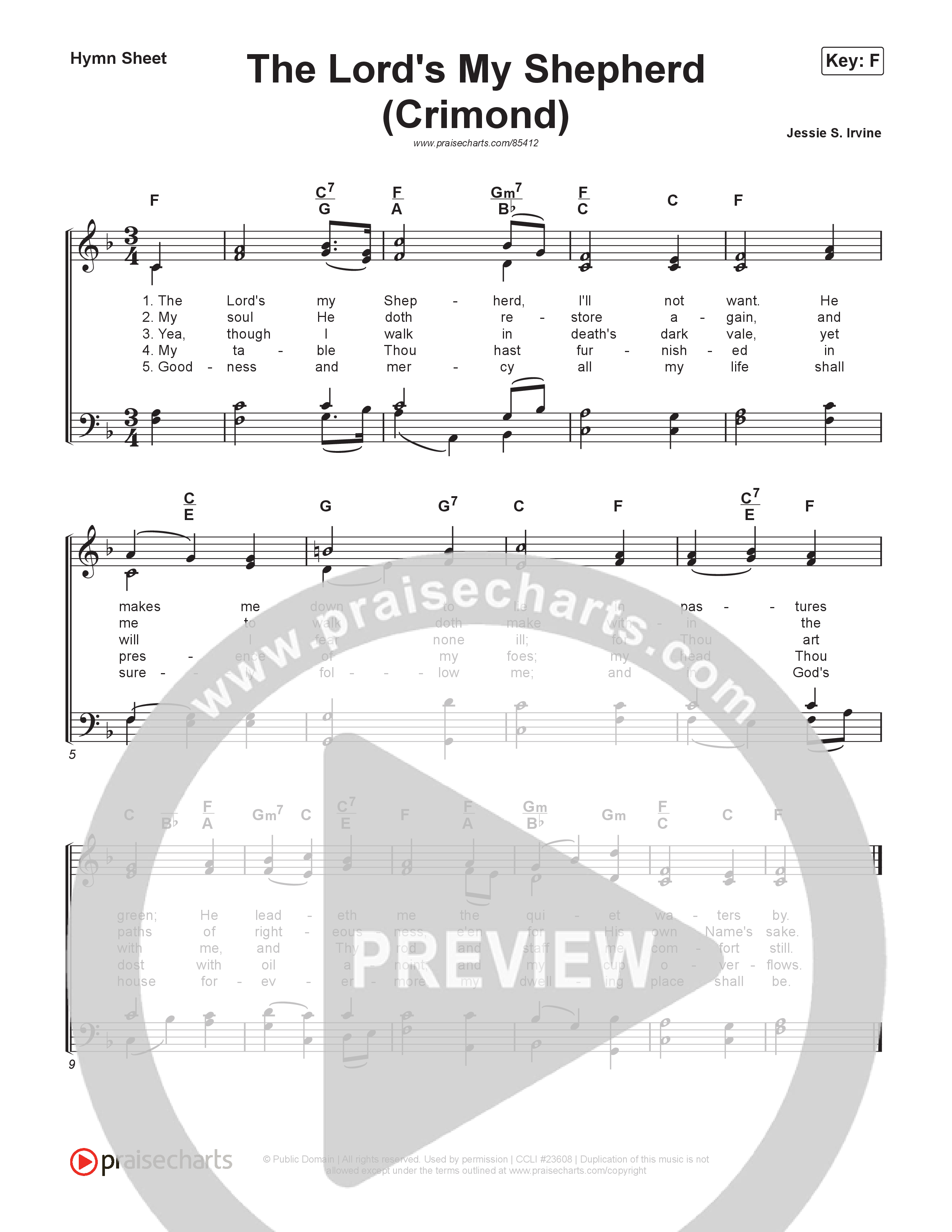 The Lord's My Shepherd (Crimond) Hymn Sheet (Keith & Kristyn Getty)