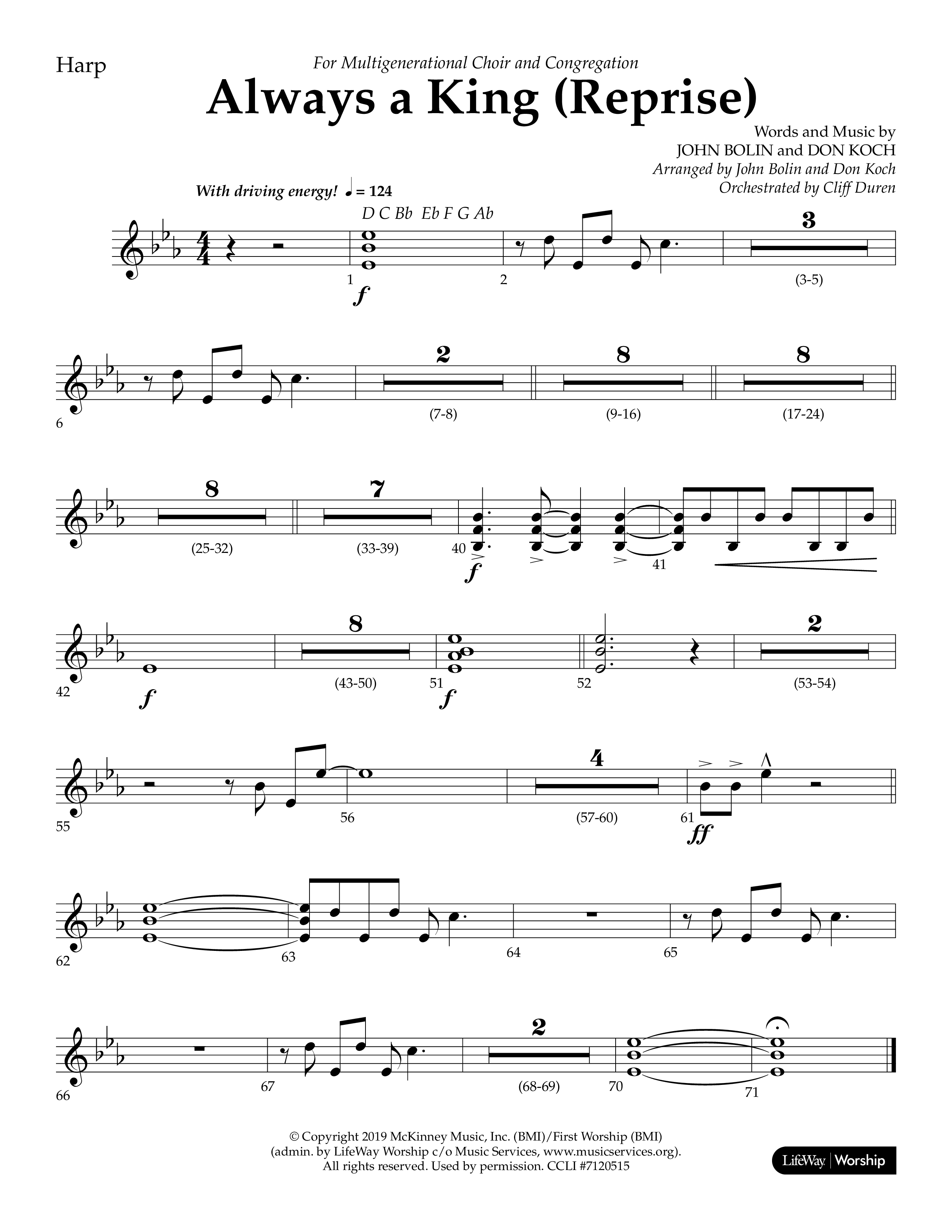 Always A King (Reprise) (Choral Anthem SATB) Harp (Lifeway Choral / Arr. John Bolin / Arr. Don Koch)