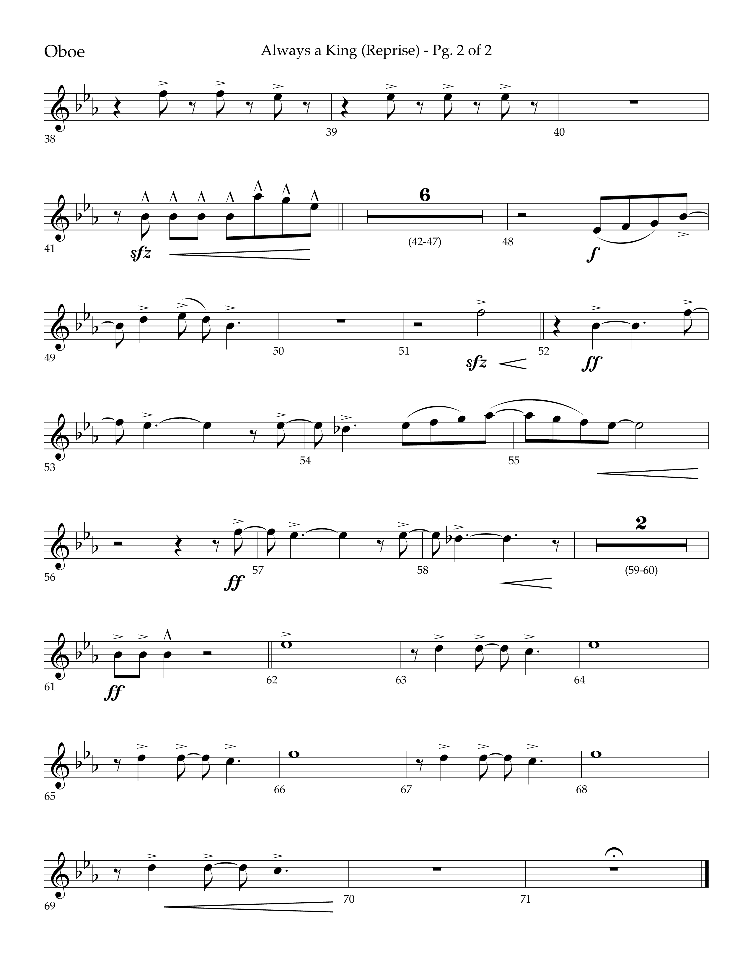 Always A King (Reprise) (Choral Anthem SATB) Oboe (Lifeway Choral / Arr. John Bolin / Arr. Don Koch)