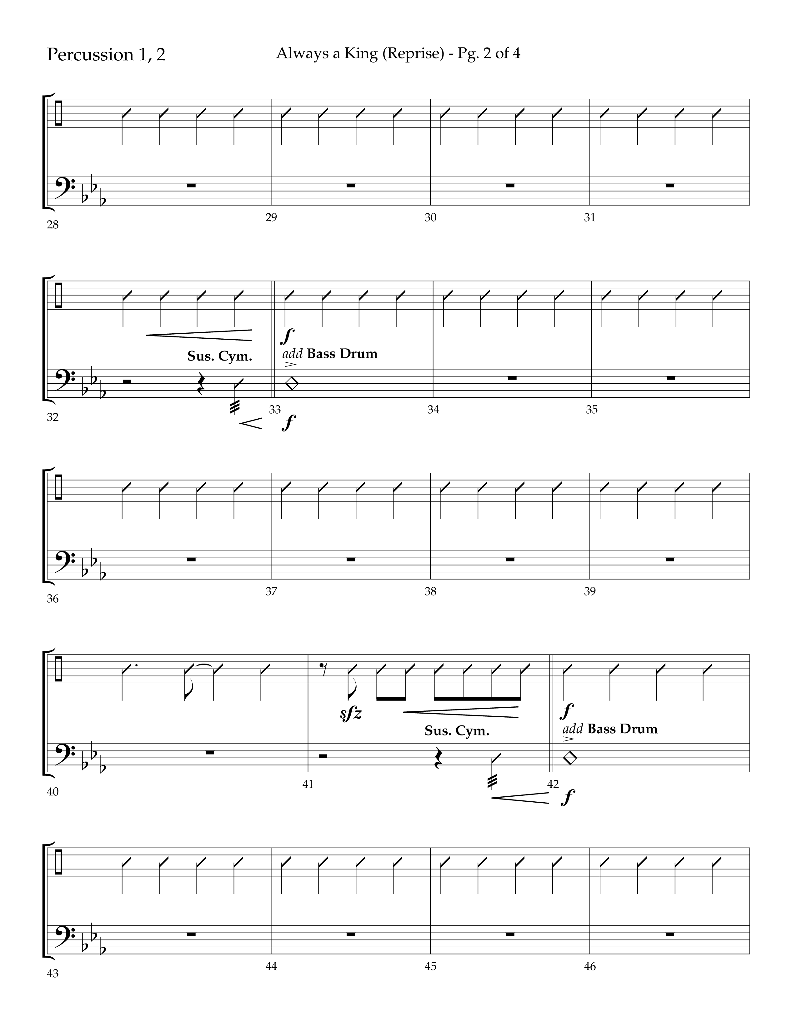 Always A King (Reprise) (Choral Anthem SATB) Percussion 1/2 (Lifeway Choral / Arr. John Bolin / Arr. Don Koch)