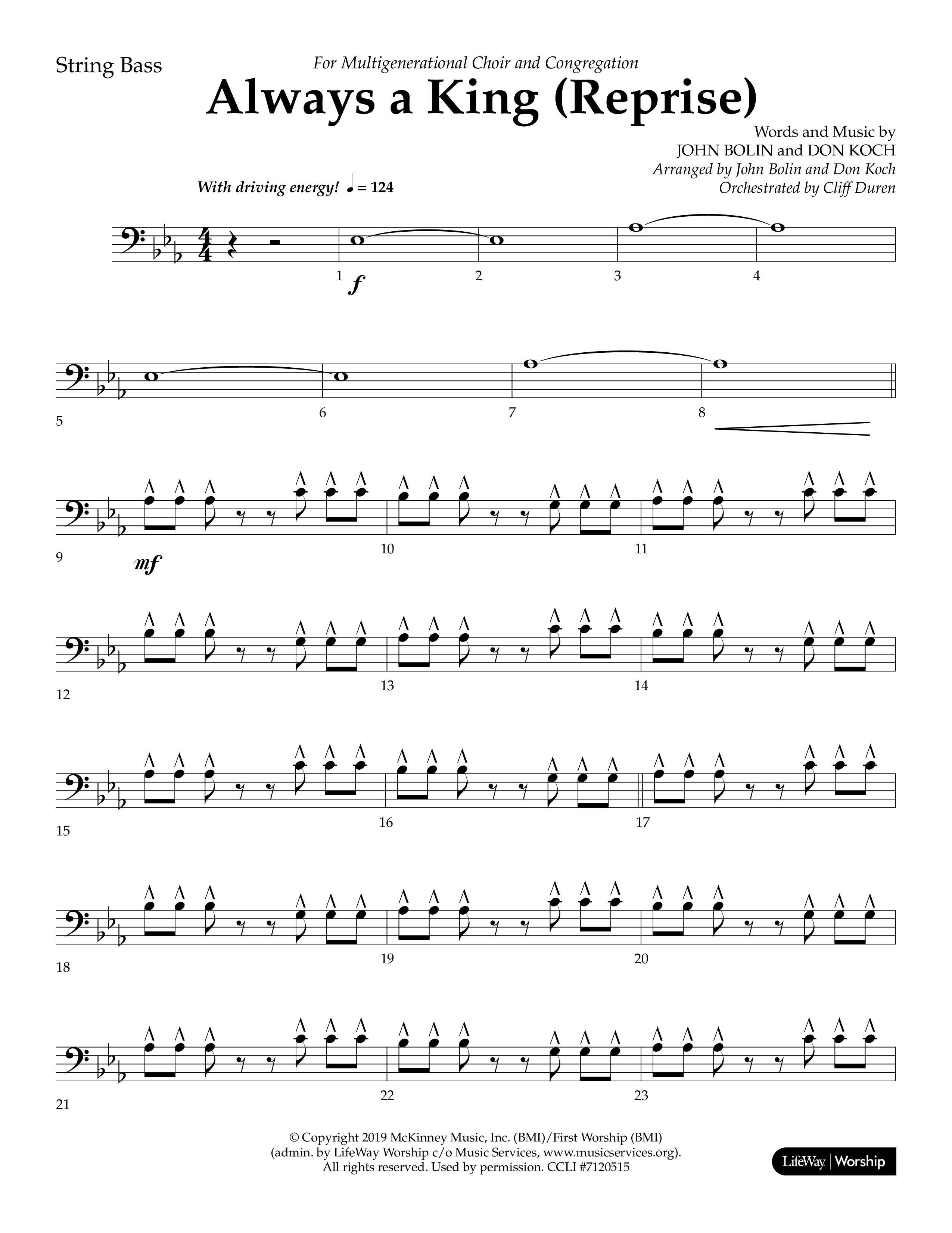 Always A King (Reprise) (Choral Anthem SATB) String Bass (Lifeway Choral / Arr. John Bolin / Arr. Don Koch)