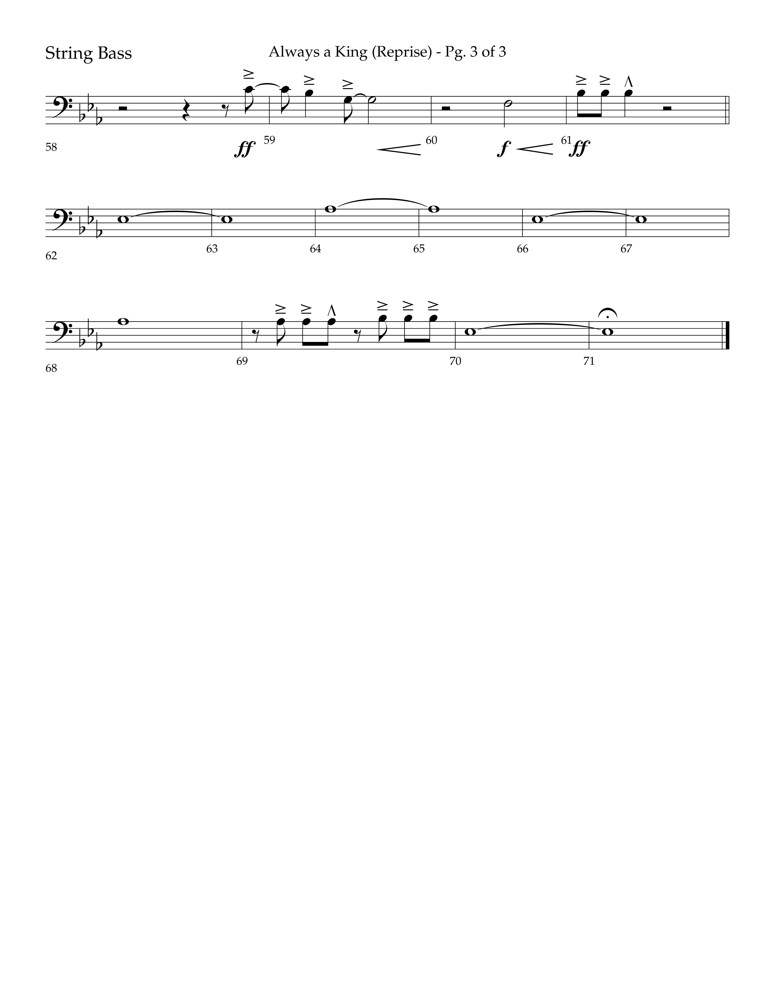 Always A King (Reprise) (Choral Anthem SATB) String Bass (Lifeway Choral / Arr. John Bolin / Arr. Don Koch)