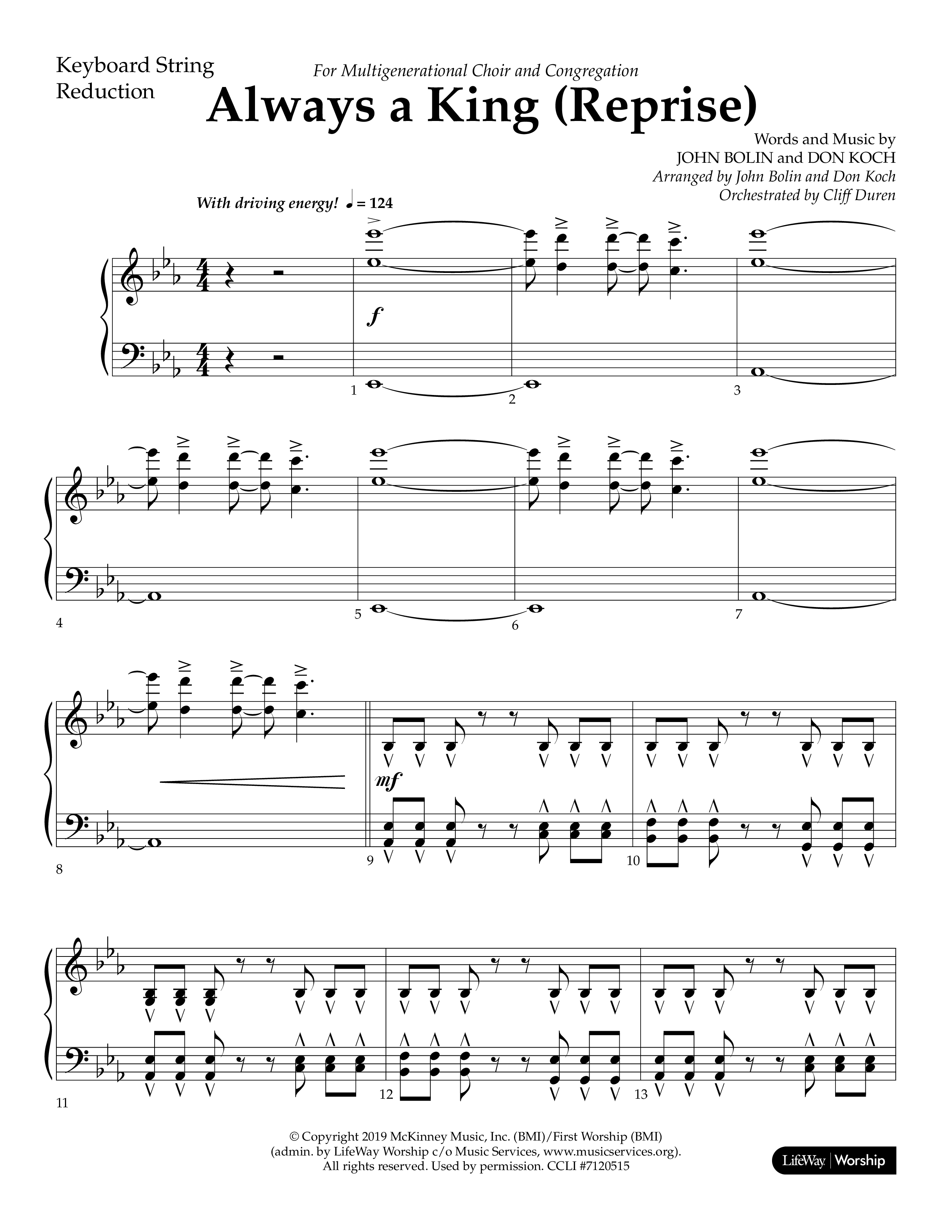 Always A King (Reprise) (Choral Anthem SATB) String Reduction (Lifeway Choral / Arr. John Bolin / Arr. Don Koch)