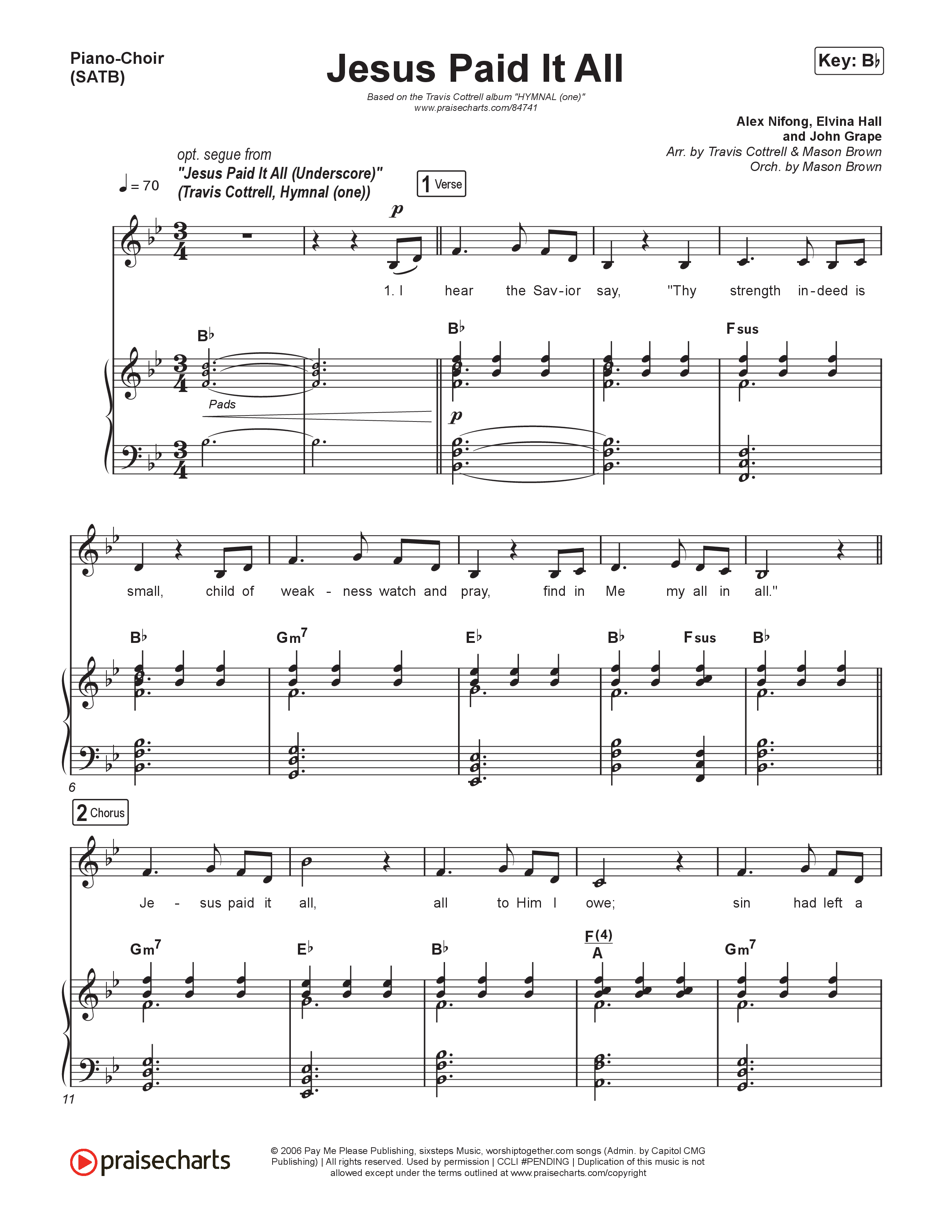 Hymnal (one) (7 Song Collection) Song 6 (Piano SATB) (Travis Cottrell / Arr. Mason Brown)