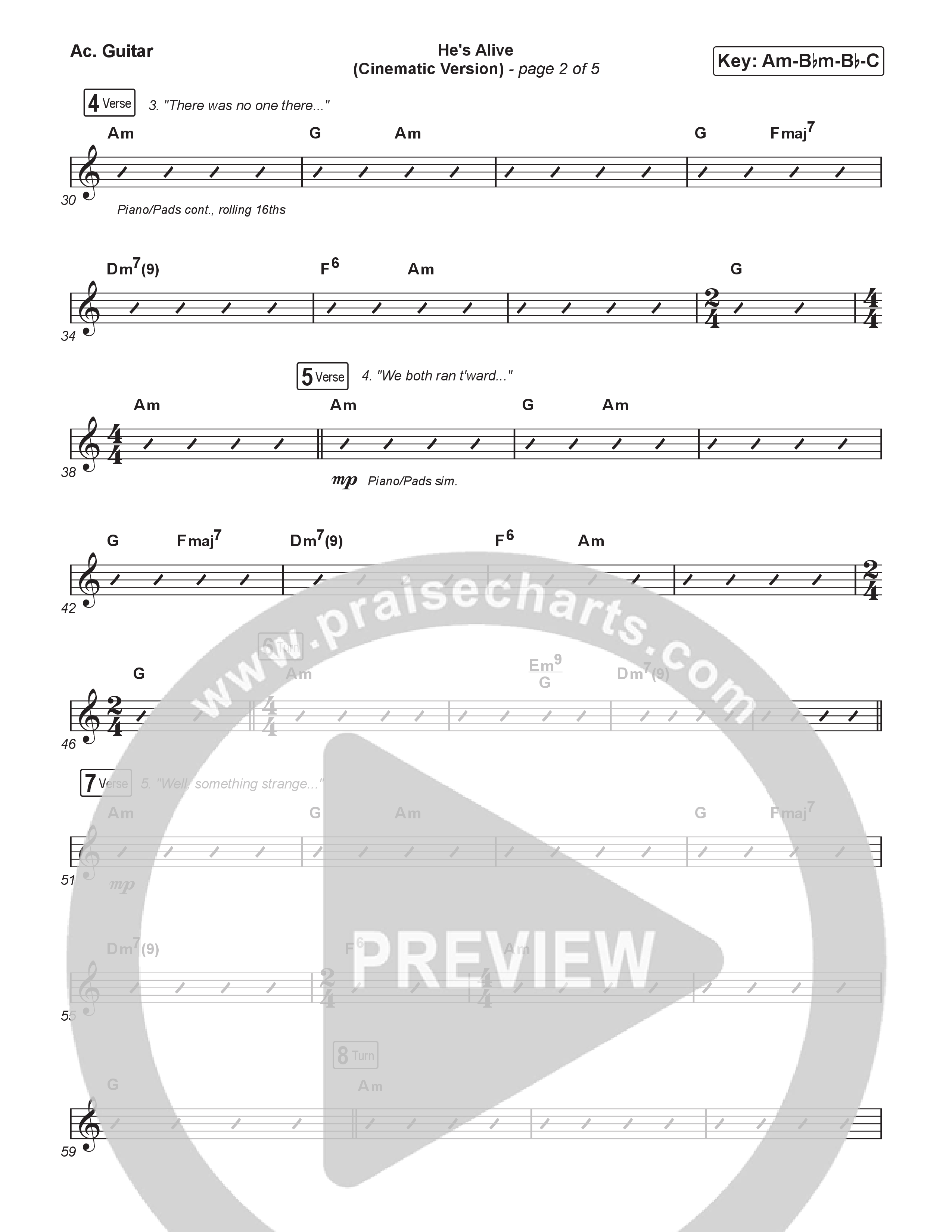 He's Alive (Cinematic Version) (Choral/SATB) Acoustic Guitar (Travis Cottrell / Arr. Mason Brown)