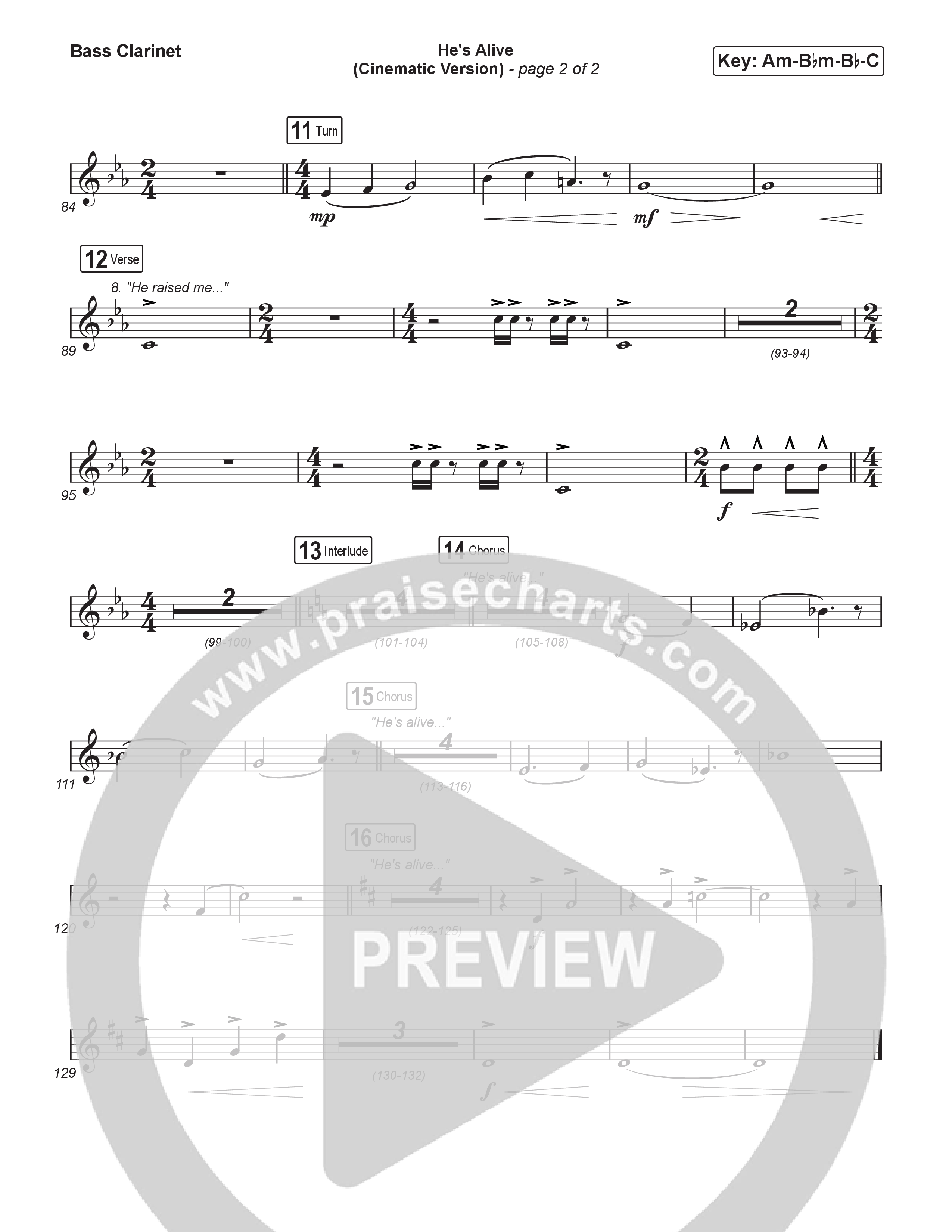 He's Alive (Cinematic Version) (Choral/SATB) Bass Clarinet (Travis Cottrell / Arr. Mason Brown)