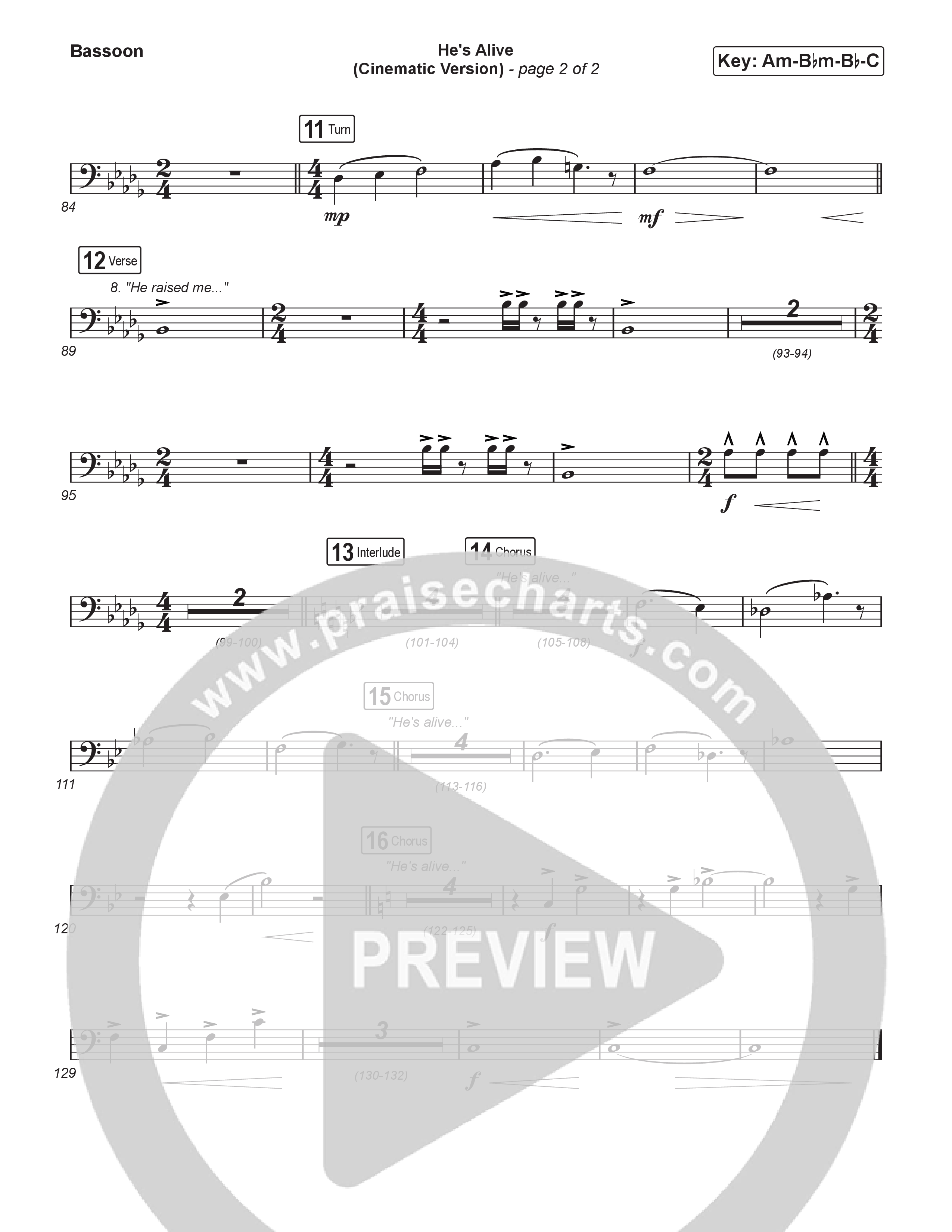 He's Alive (Cinematic Version) (Choral/SATB) Bassoon (Travis Cottrell / Arr. Mason Brown)