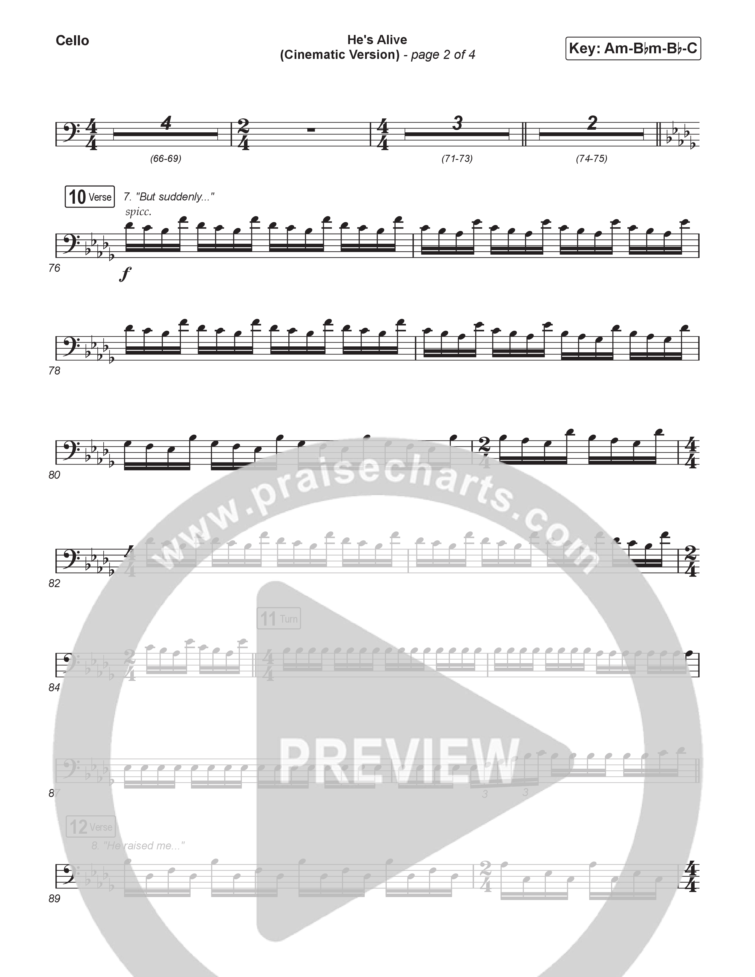 He's Alive (Cinematic Version) (Choral/SATB) Cello (Travis Cottrell / Arr. Mason Brown)