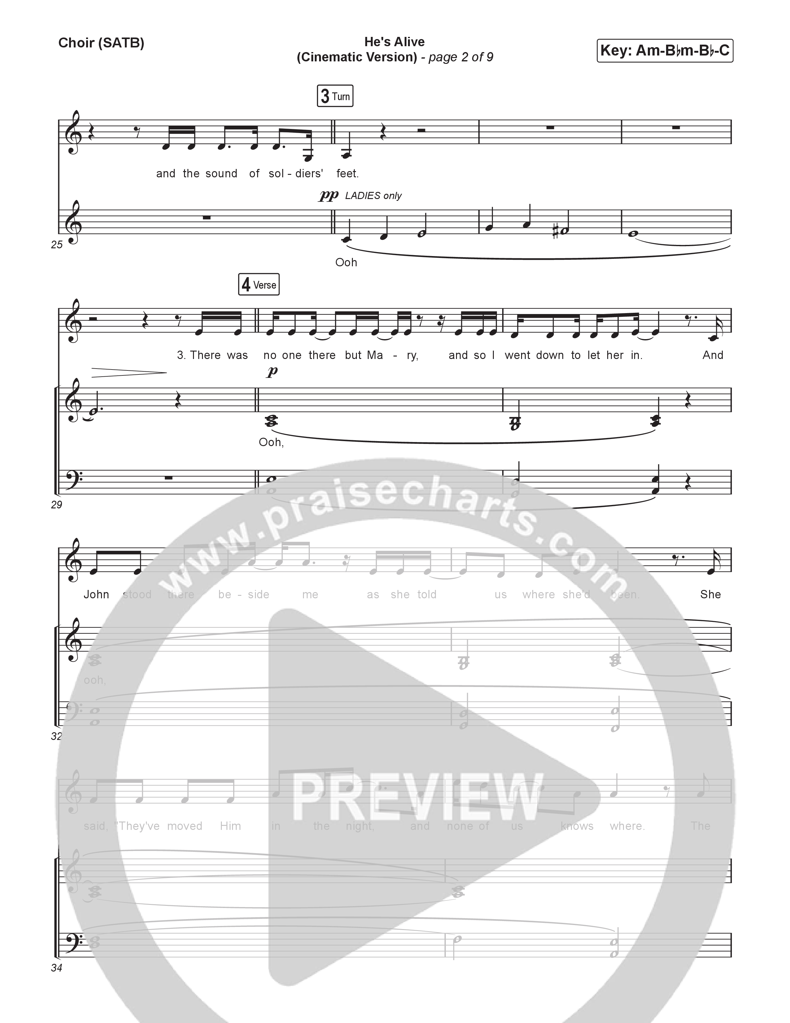 He's Alive (Cinematic Version) (Choral/SATB) Choir Sheet (SATB) (Travis Cottrell / Arr. Mason Brown)