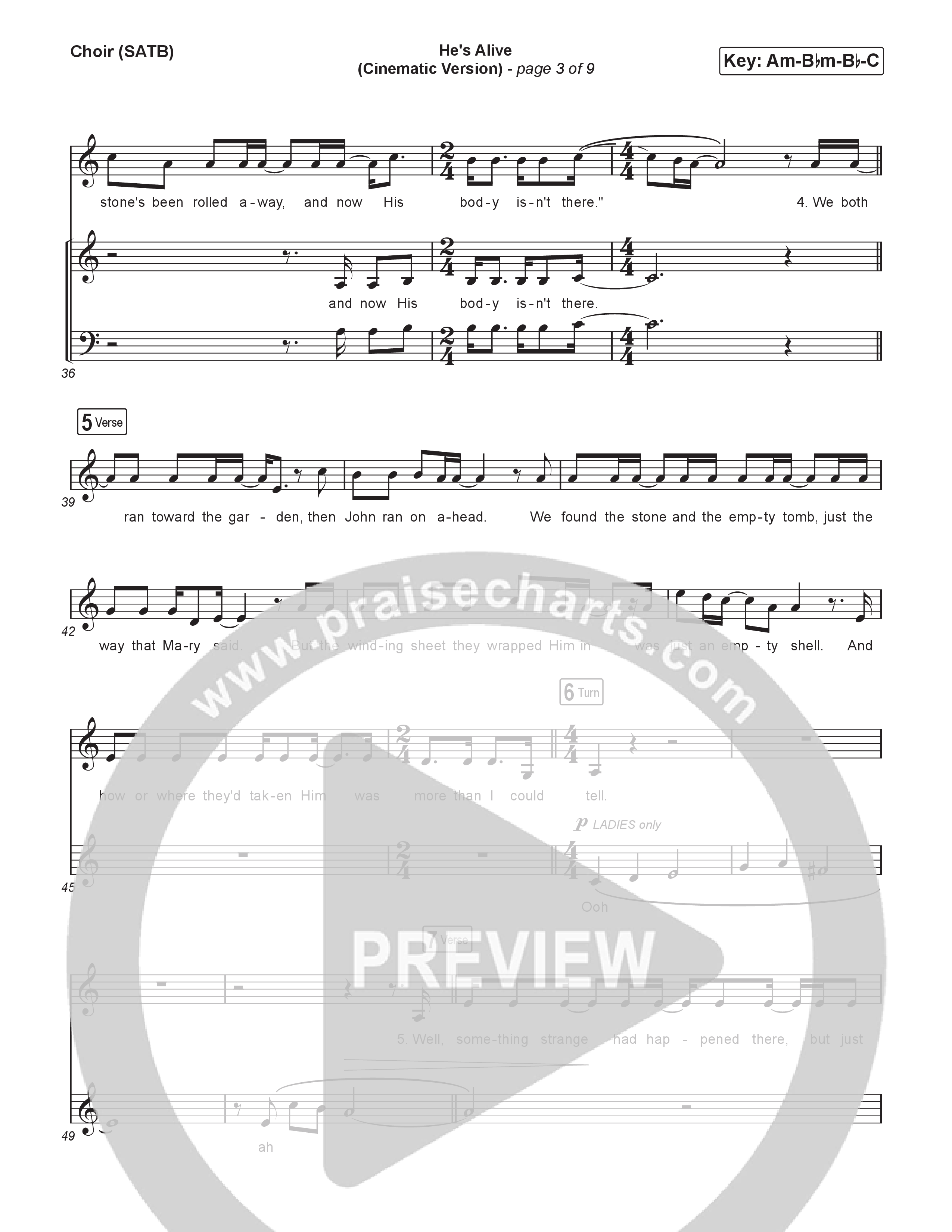 He's Alive (Cinematic Version) (Choral/SATB) Choir Sheet (SATB) (Travis Cottrell / Arr. Mason Brown)