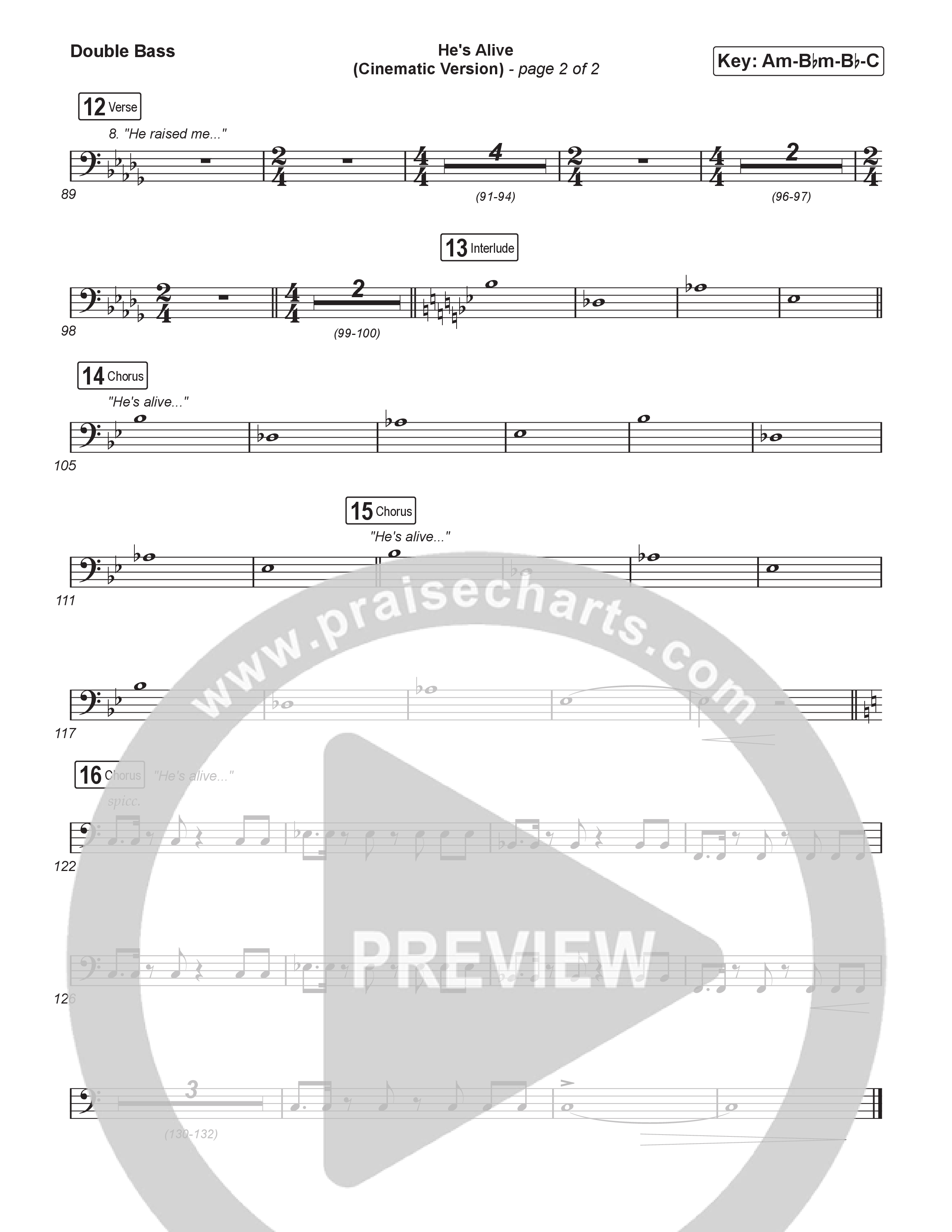 He's Alive (Cinematic Version) (Choral/SATB) String Bass (Travis Cottrell / Arr. Mason Brown)