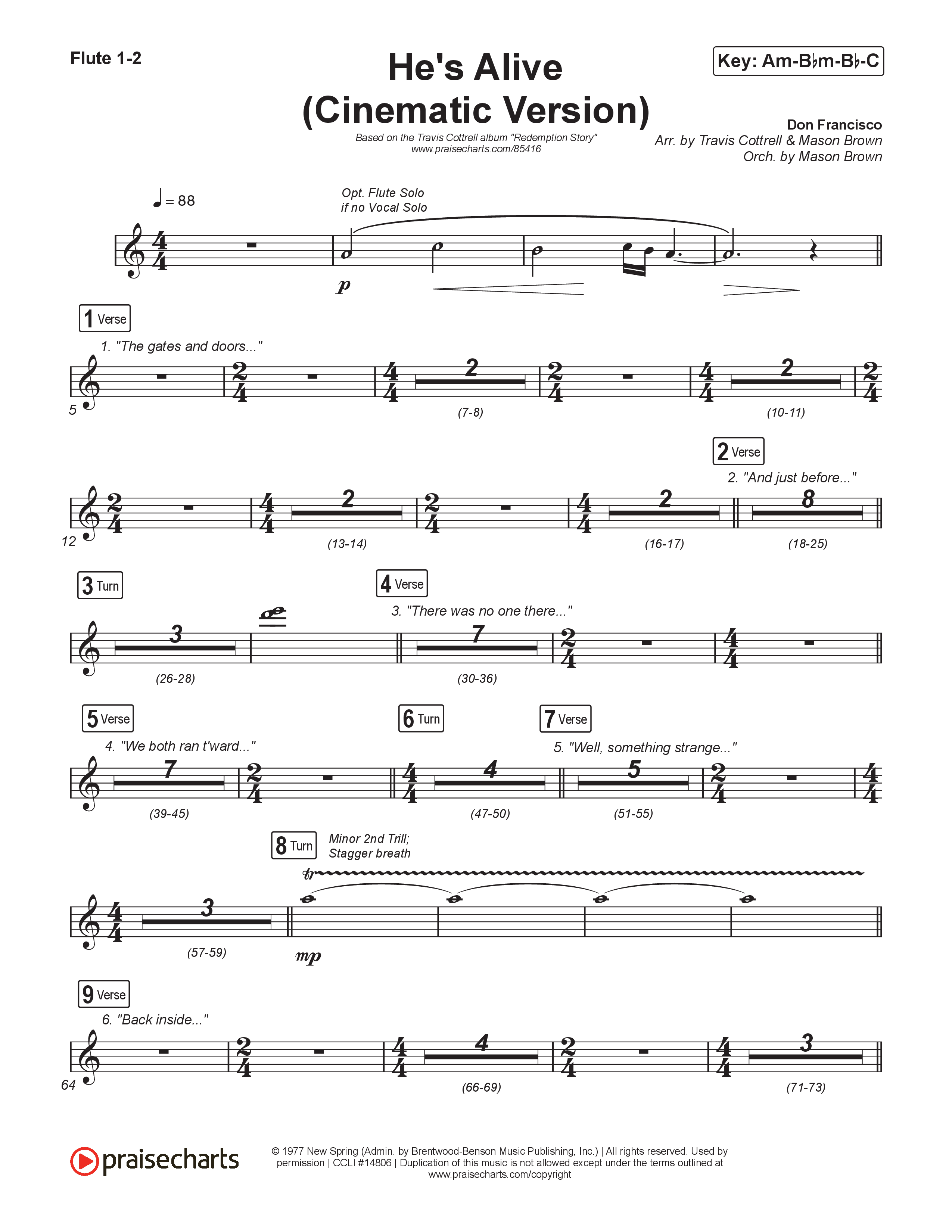 He's Alive (Cinematic Version) (Choral/SATB) Wind Pack (Travis Cottrell / Arr. Mason Brown)