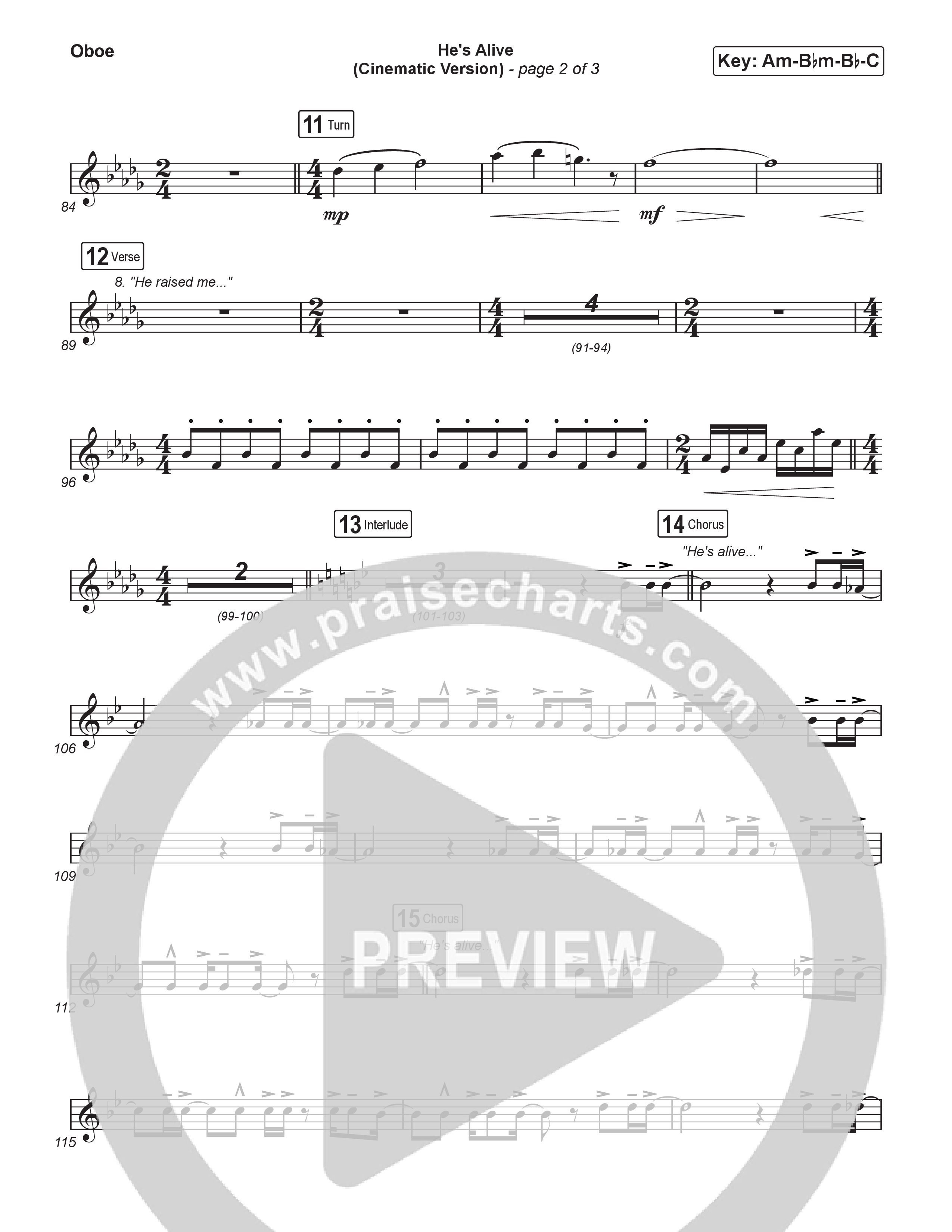 He's Alive (Cinematic Version) (Choral/SATB) Oboe (Travis Cottrell / Arr. Mason Brown)