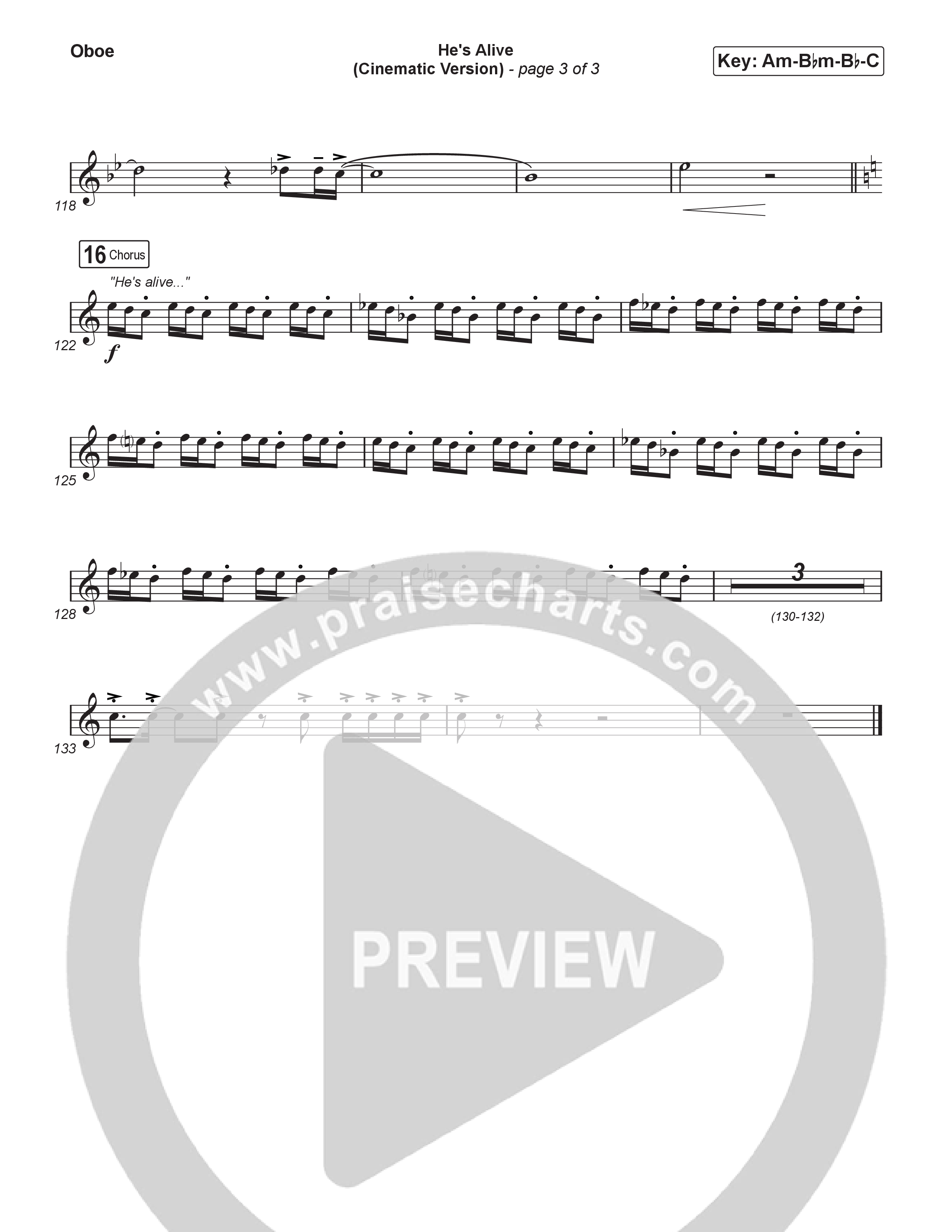 He's Alive (Cinematic Version) (Choral/SATB) Oboe (Travis Cottrell / Arr. Mason Brown)