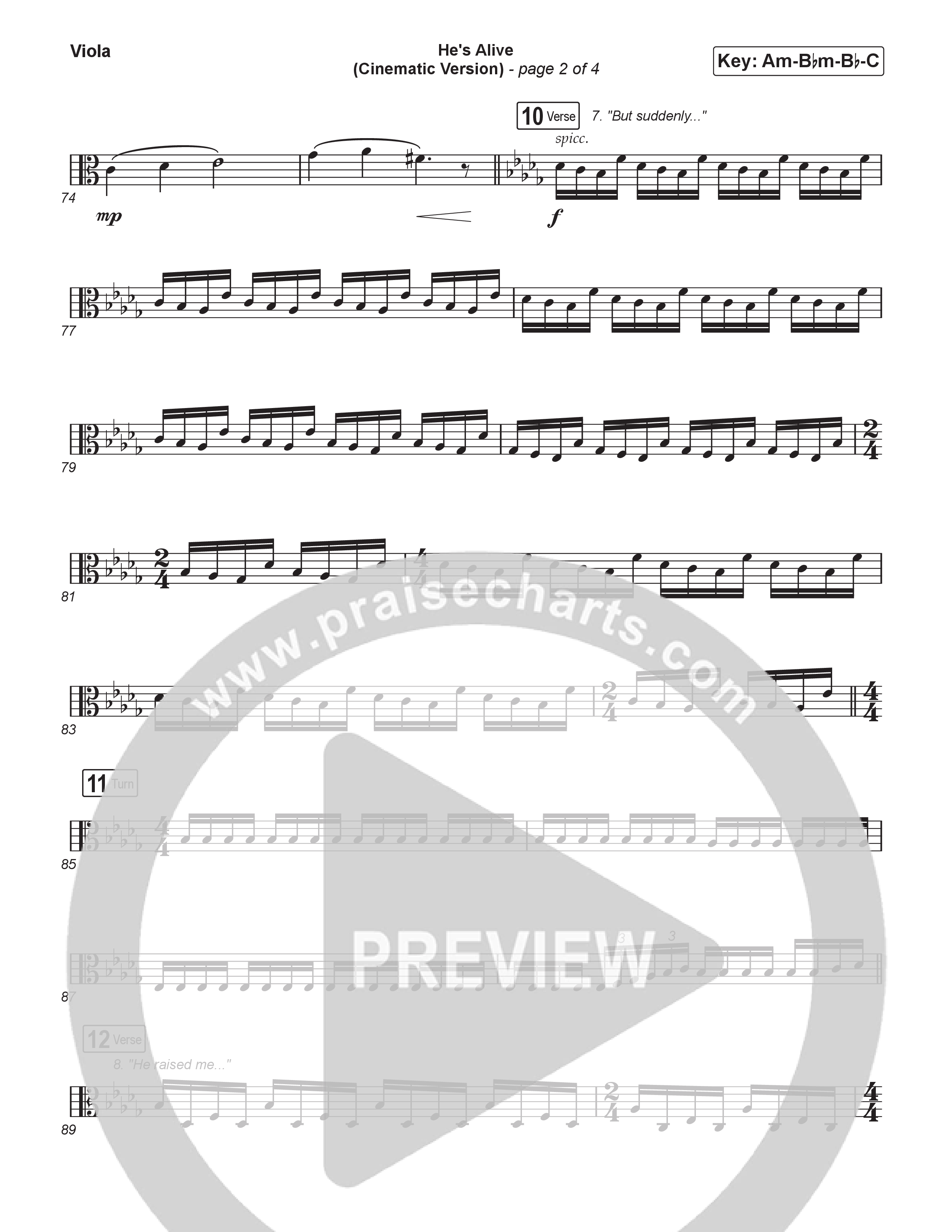 He's Alive (Cinematic Version) (Choral/SATB) Viola (Travis Cottrell / Arr. Mason Brown)