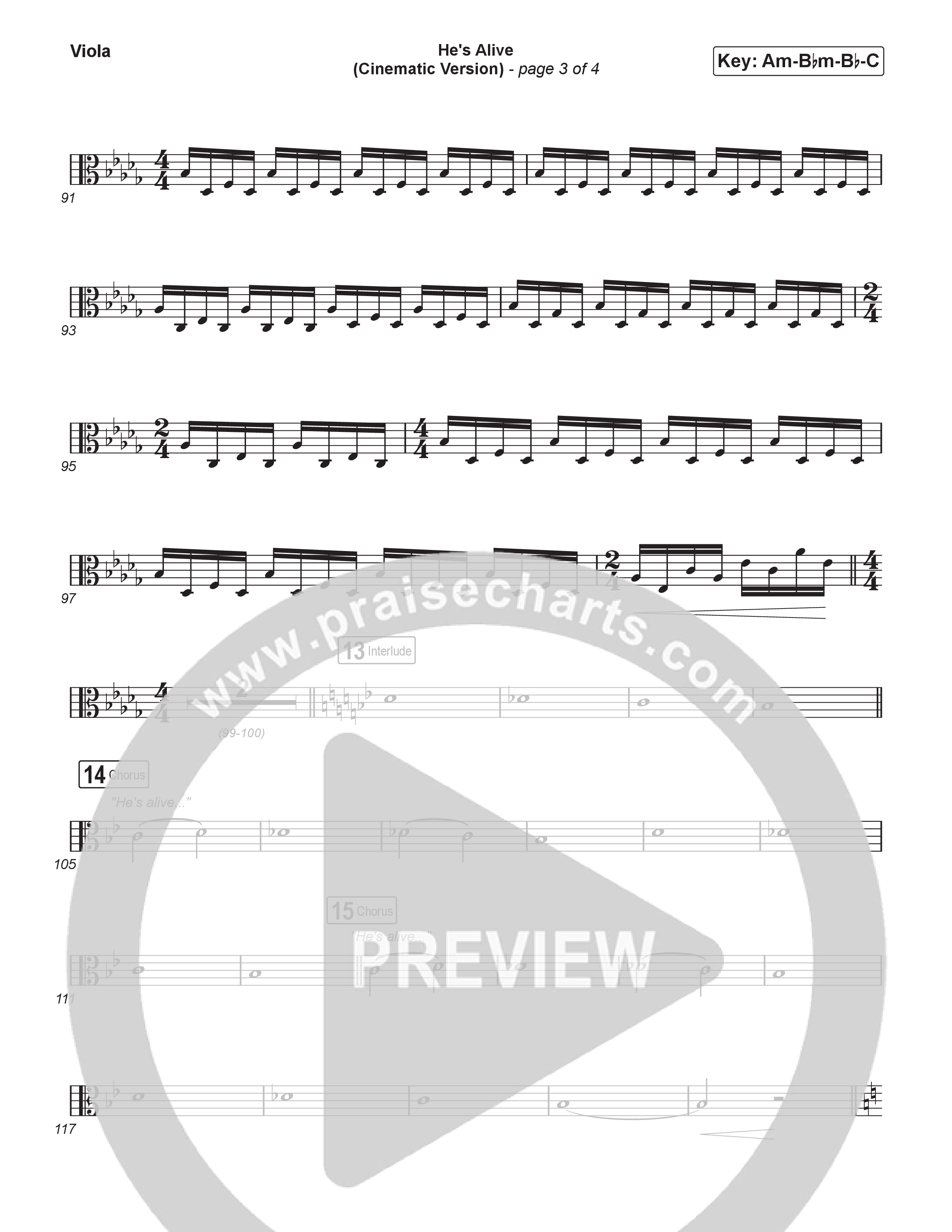 He's Alive (Cinematic Version) (Choral/SATB) Viola (Travis Cottrell / Arr. Mason Brown)