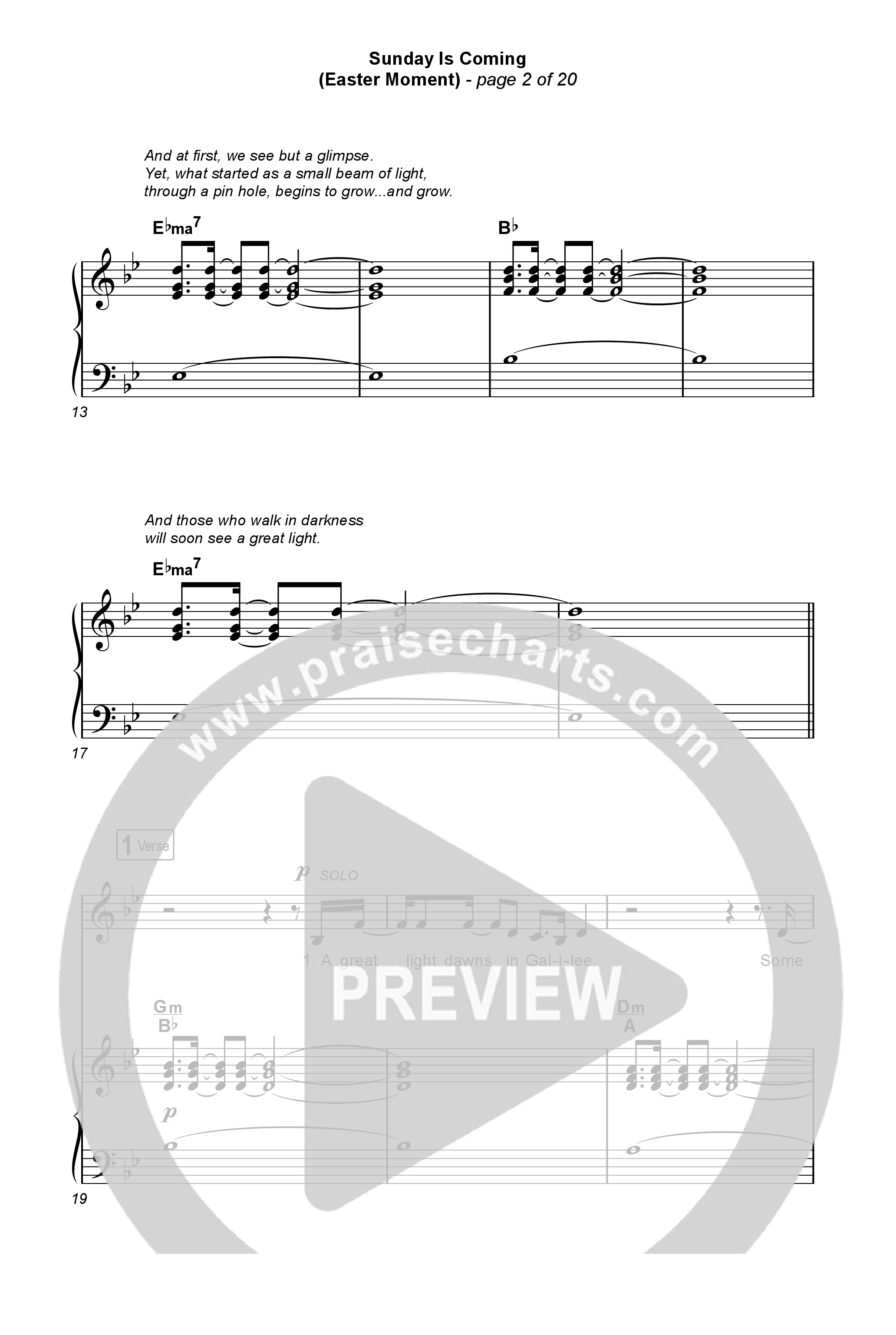 Sunday Is Coming (An Easter Moment) (Choral/SATB) Octavo (SATB & Pno) (Travis Cottrell / Arr. Mason Brown)