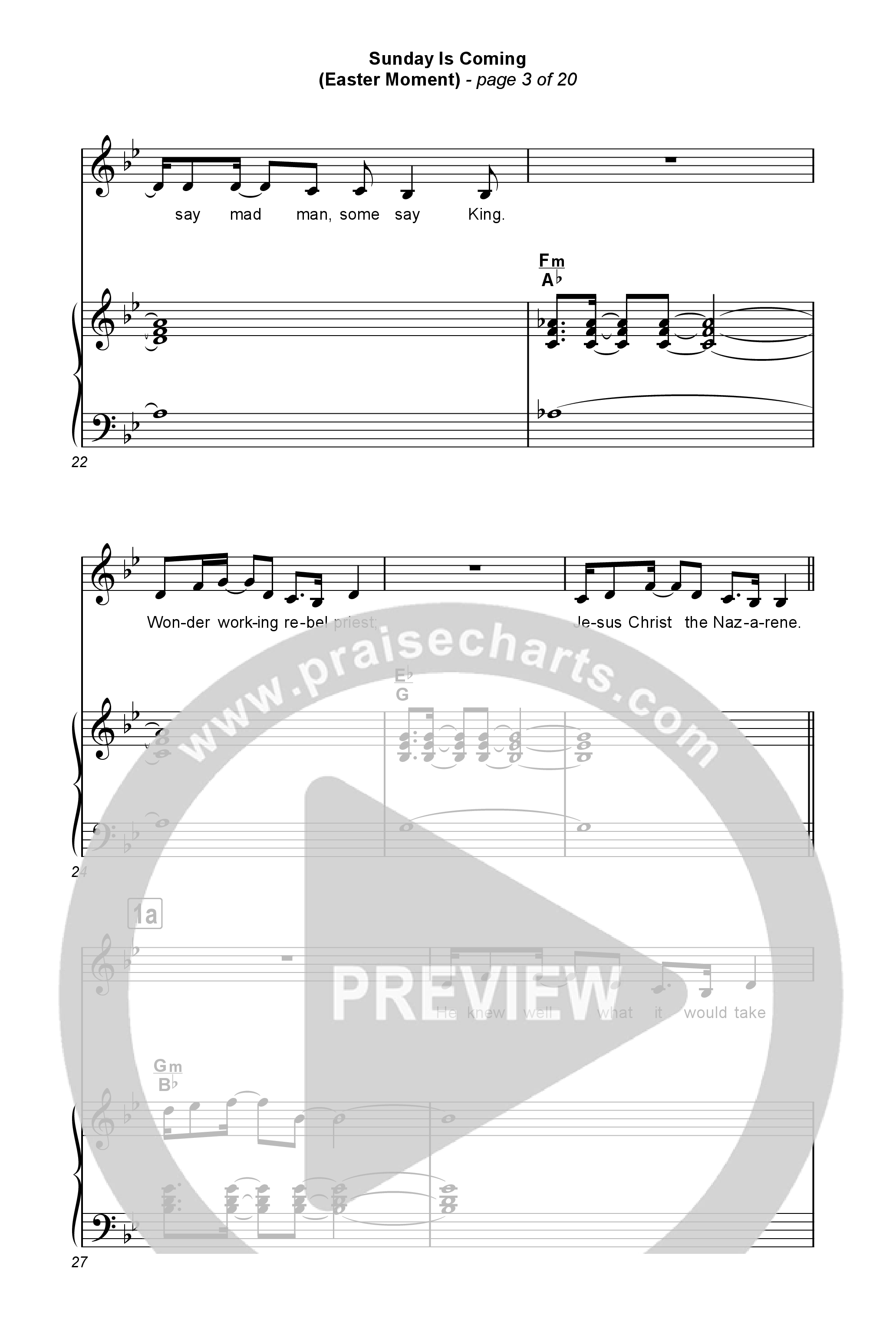 Sunday Is Coming (An Easter Moment) (Choral/SATB) Octavo (SATB & Pno) (Travis Cottrell / Arr. Mason Brown)