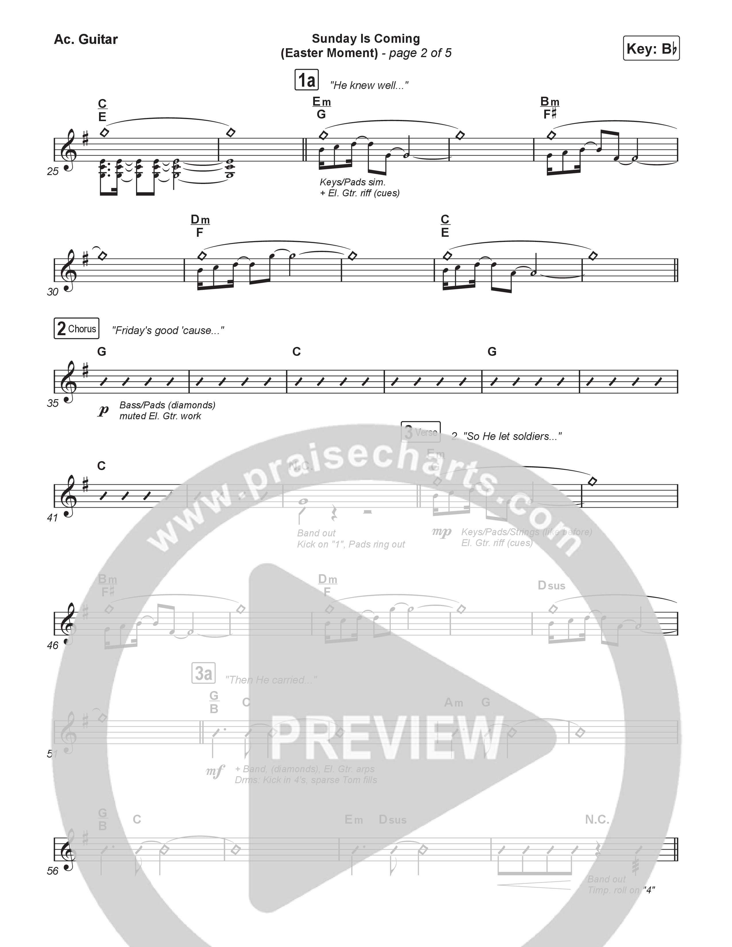 Sunday Is Coming (An Easter Moment) (Choral/SATB) Acoustic Guitar (Travis Cottrell / Arr. Mason Brown)
