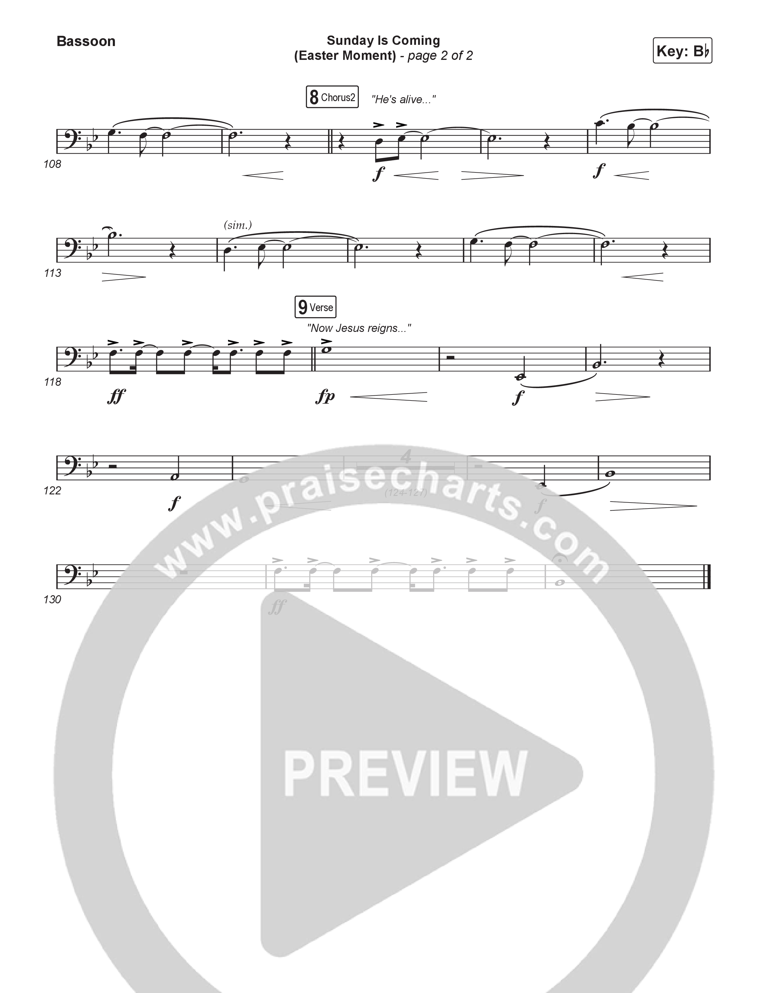 Sunday Is Coming (An Easter Moment) (Choral/SATB) Bassoon (Travis Cottrell / Arr. Mason Brown)