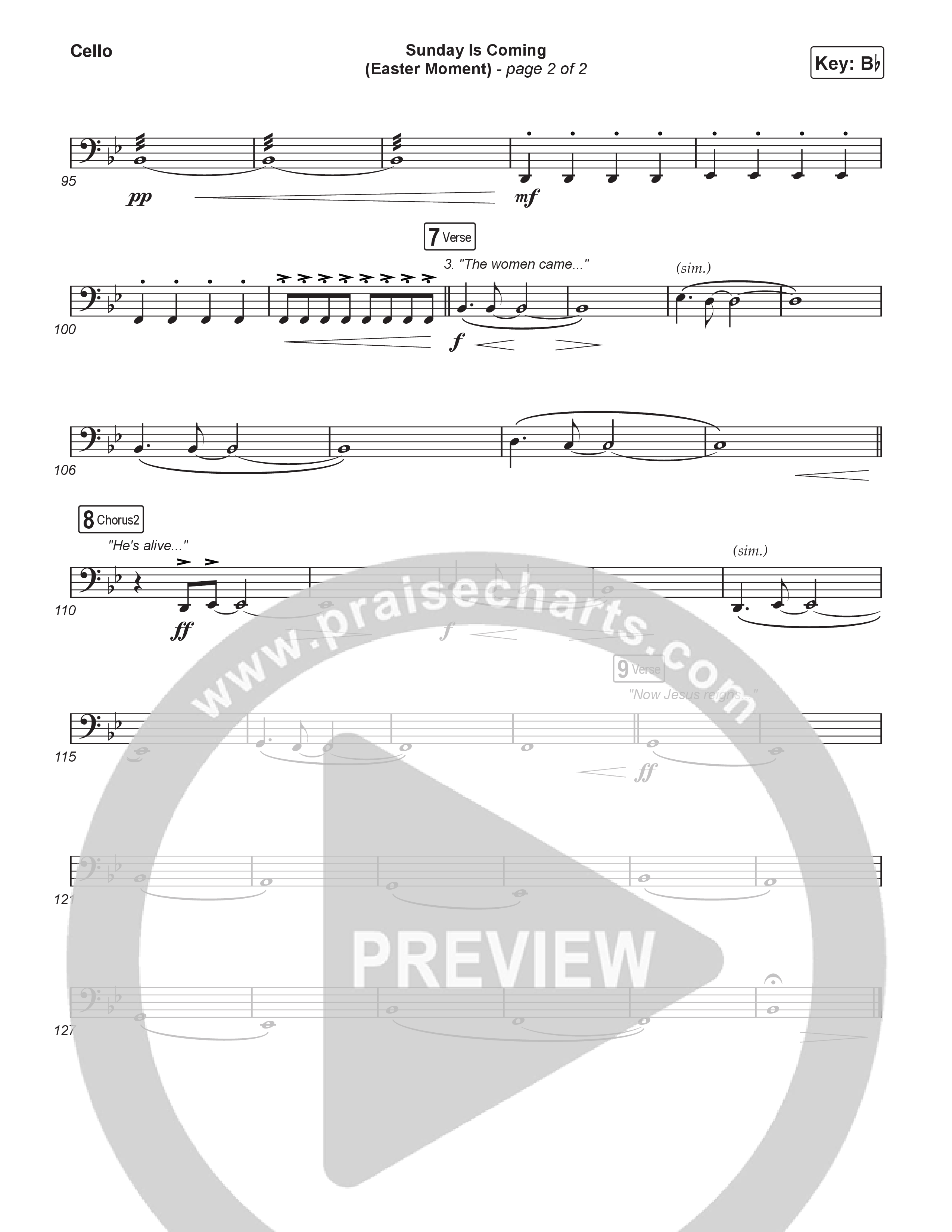 Sunday Is Coming (An Easter Moment) (Choral/SATB) Cello (Travis Cottrell / Arr. Mason Brown)