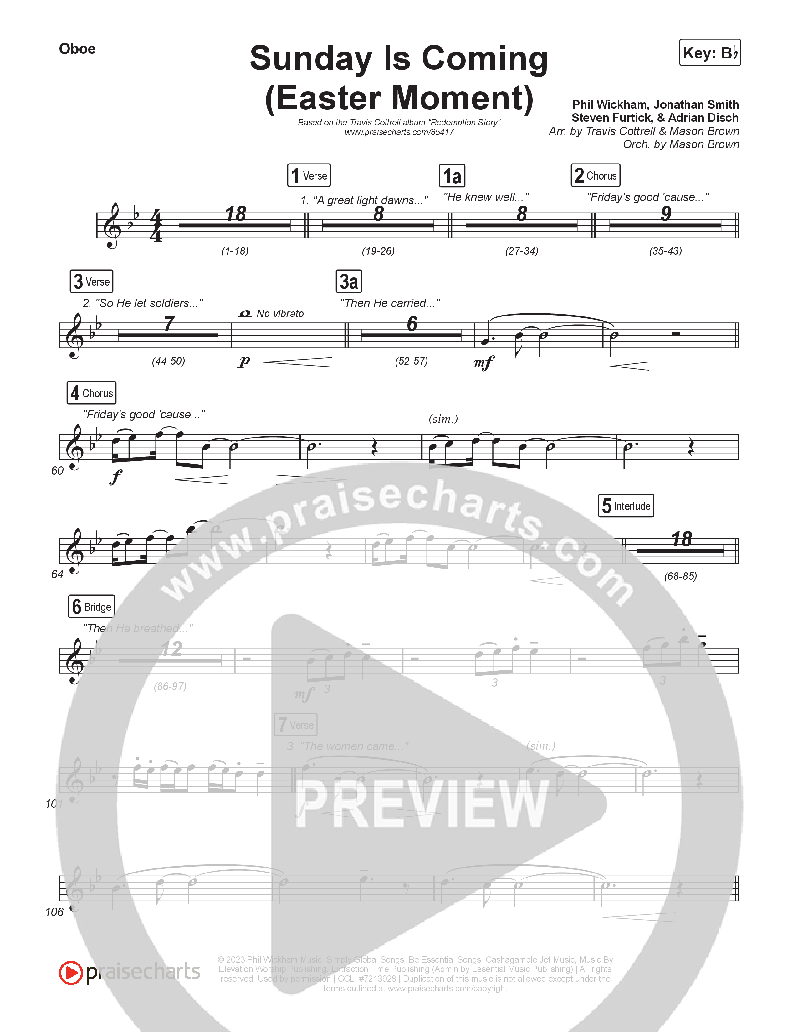 Sunday Is Coming (An Easter Moment) (Choral/SATB) Wind Pack (Travis Cottrell / Arr. Mason Brown)