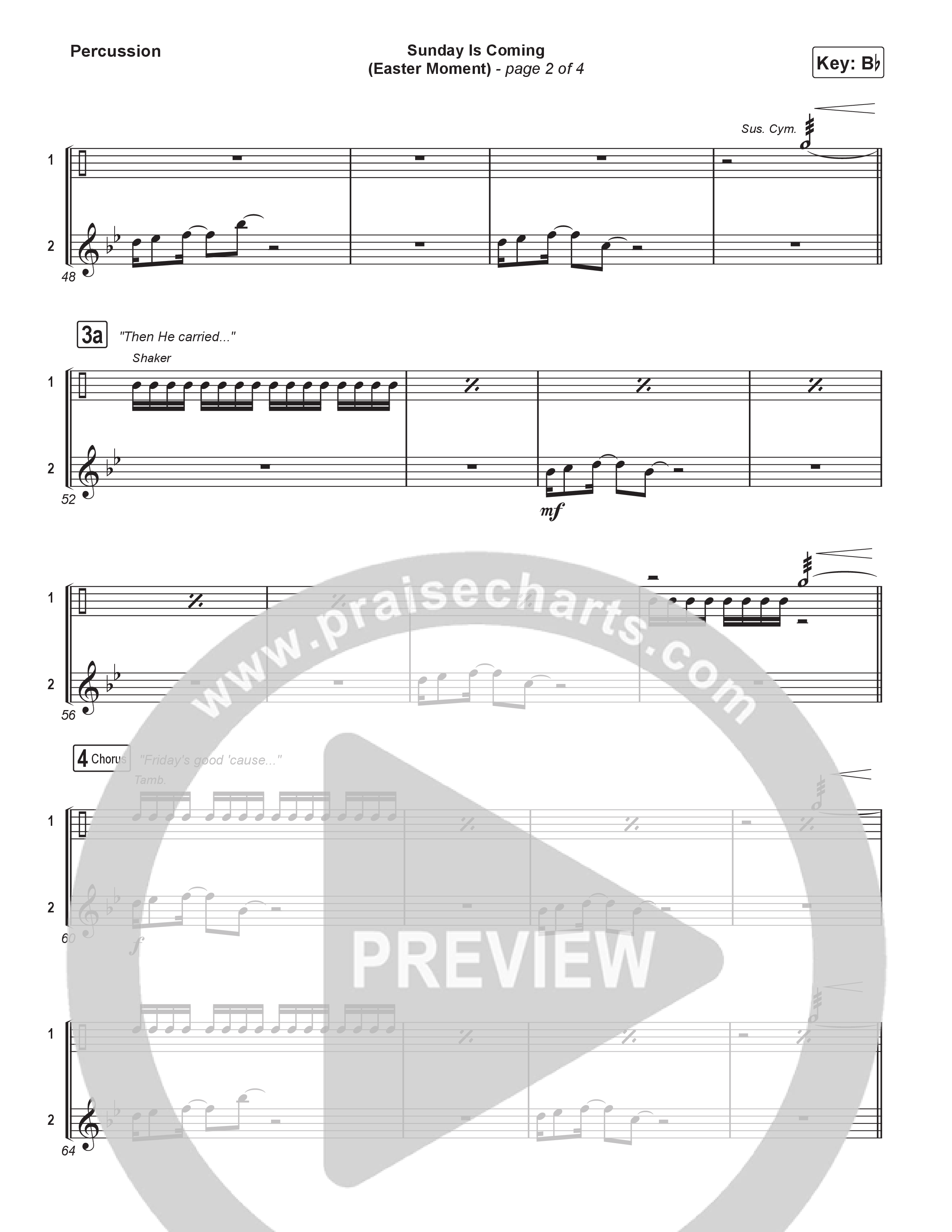 Sunday Is Coming (An Easter Moment) (Choral/SATB) Percussion (Travis Cottrell / Arr. Mason Brown)