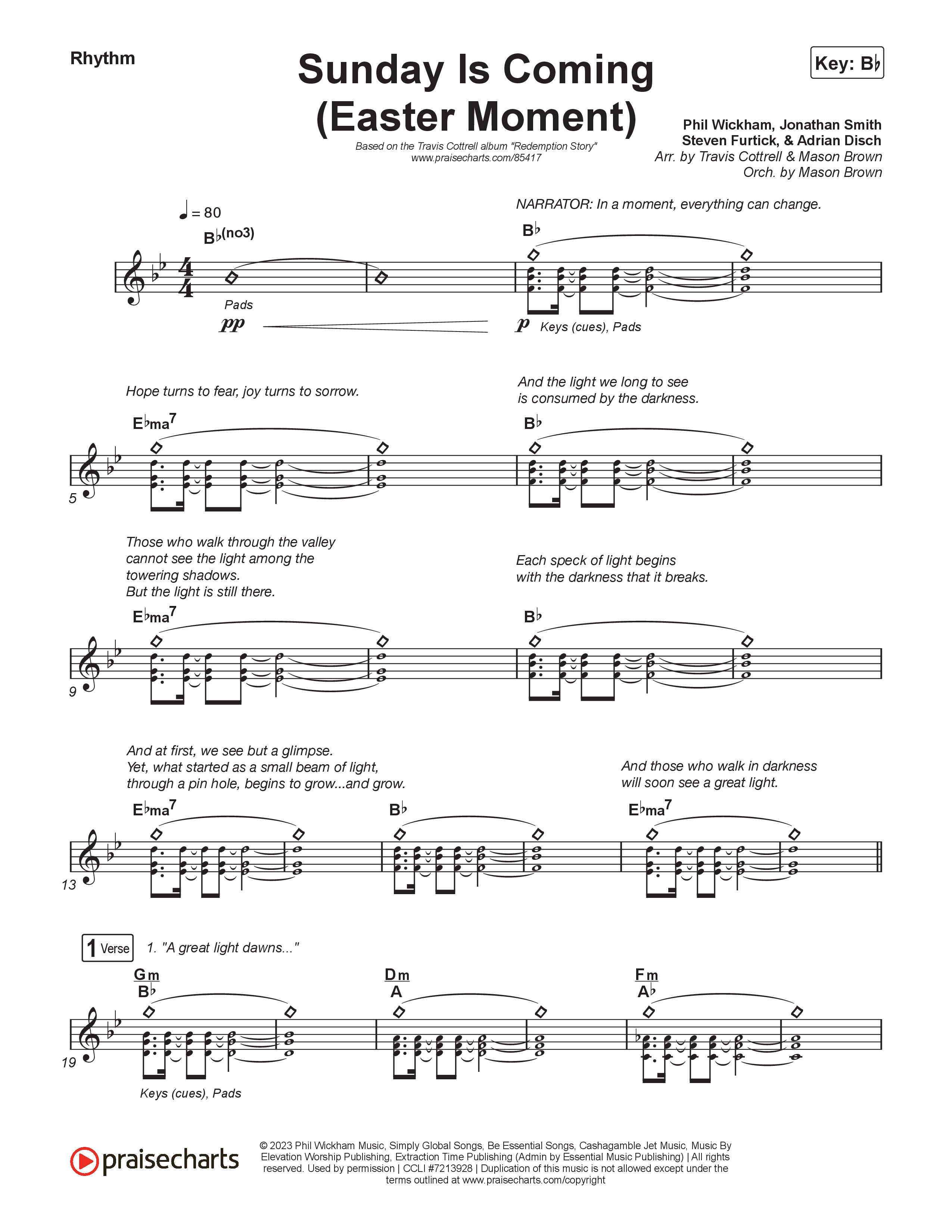 Sunday Is Coming (An Easter Moment) (Choral/SATB) Rhythm Pack (Travis Cottrell / Arr. Mason Brown)