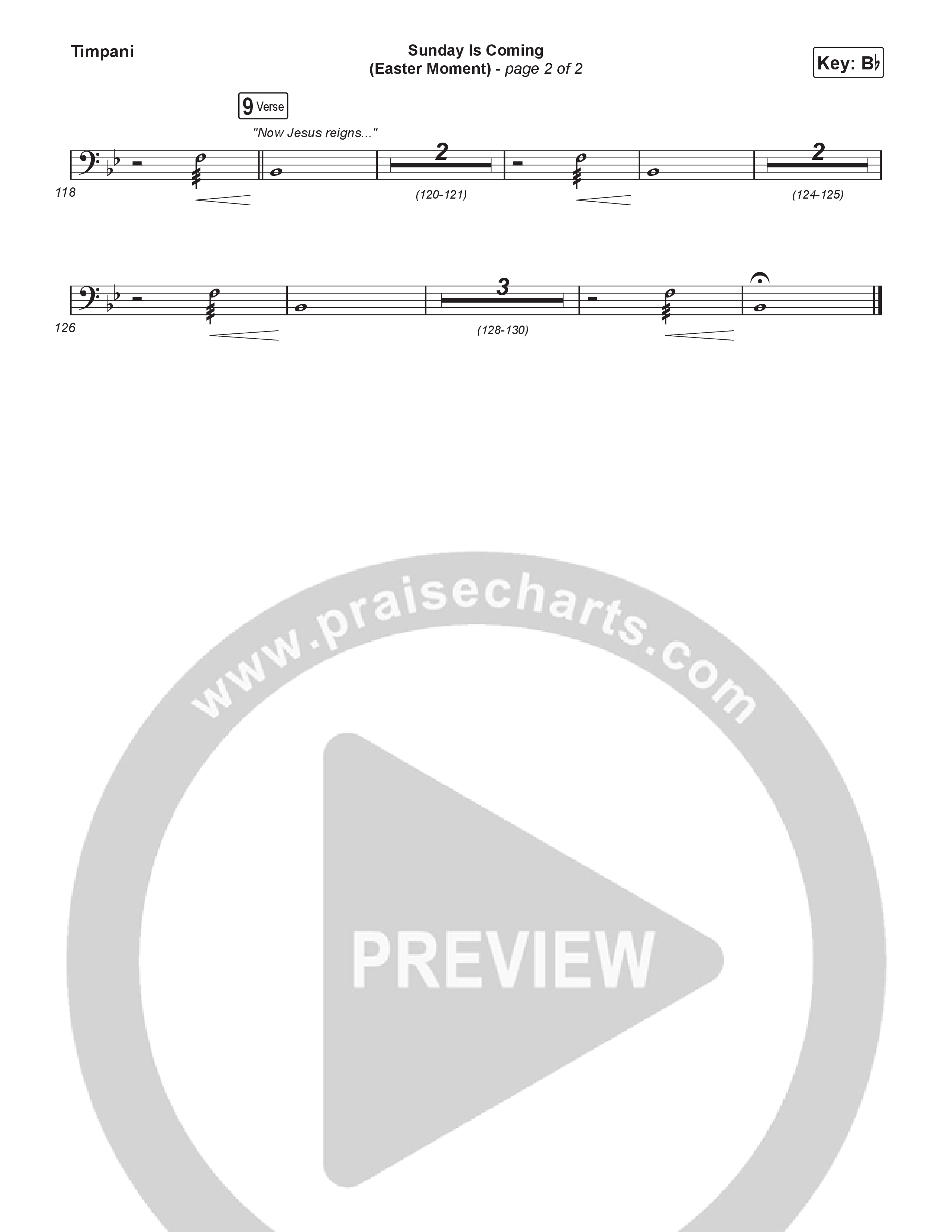 Sunday Is Coming (An Easter Moment) (Choral/SATB) Timpani (Travis Cottrell / Arr. Mason Brown)