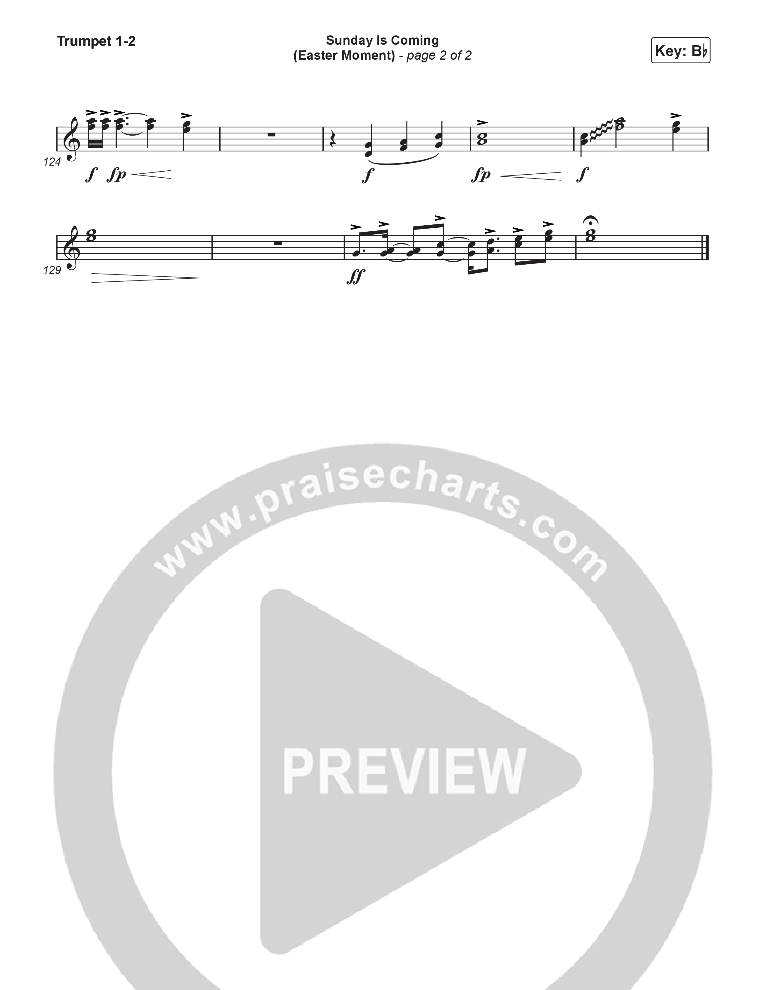 Sunday Is Coming (An Easter Moment) (Choral/SATB) Trumpet 1,2 (Travis Cottrell / Arr. Mason Brown)