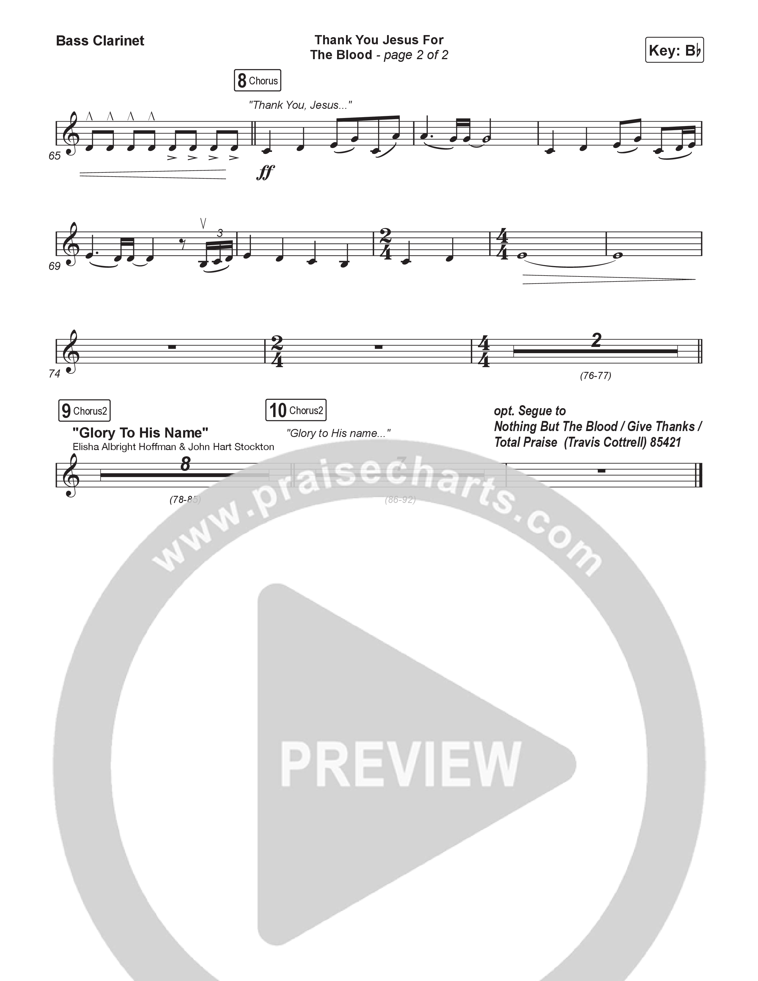 Thank You Jesus For The Blood (Choral/SATB) Bass Clarinet (Travis Cottrell / Brooke Voland / Brentwood Baptist Choir / Orch. Travis Patton)