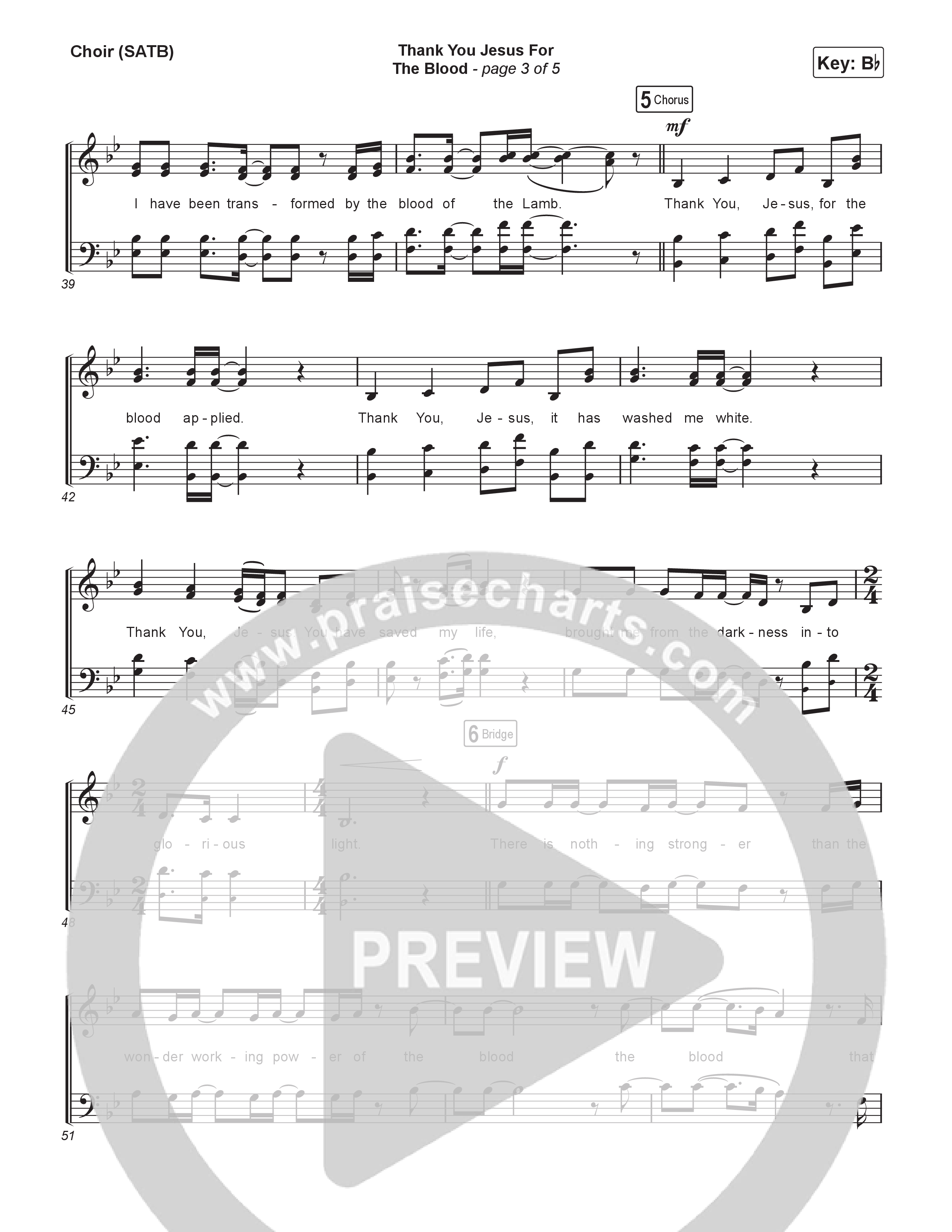 Thank You Jesus For The Blood (Choral/SATB) Choir Sheet (SATB) (Travis Cottrell / Brooke Voland / Brentwood Baptist Choir / Orch. Travis Patton)